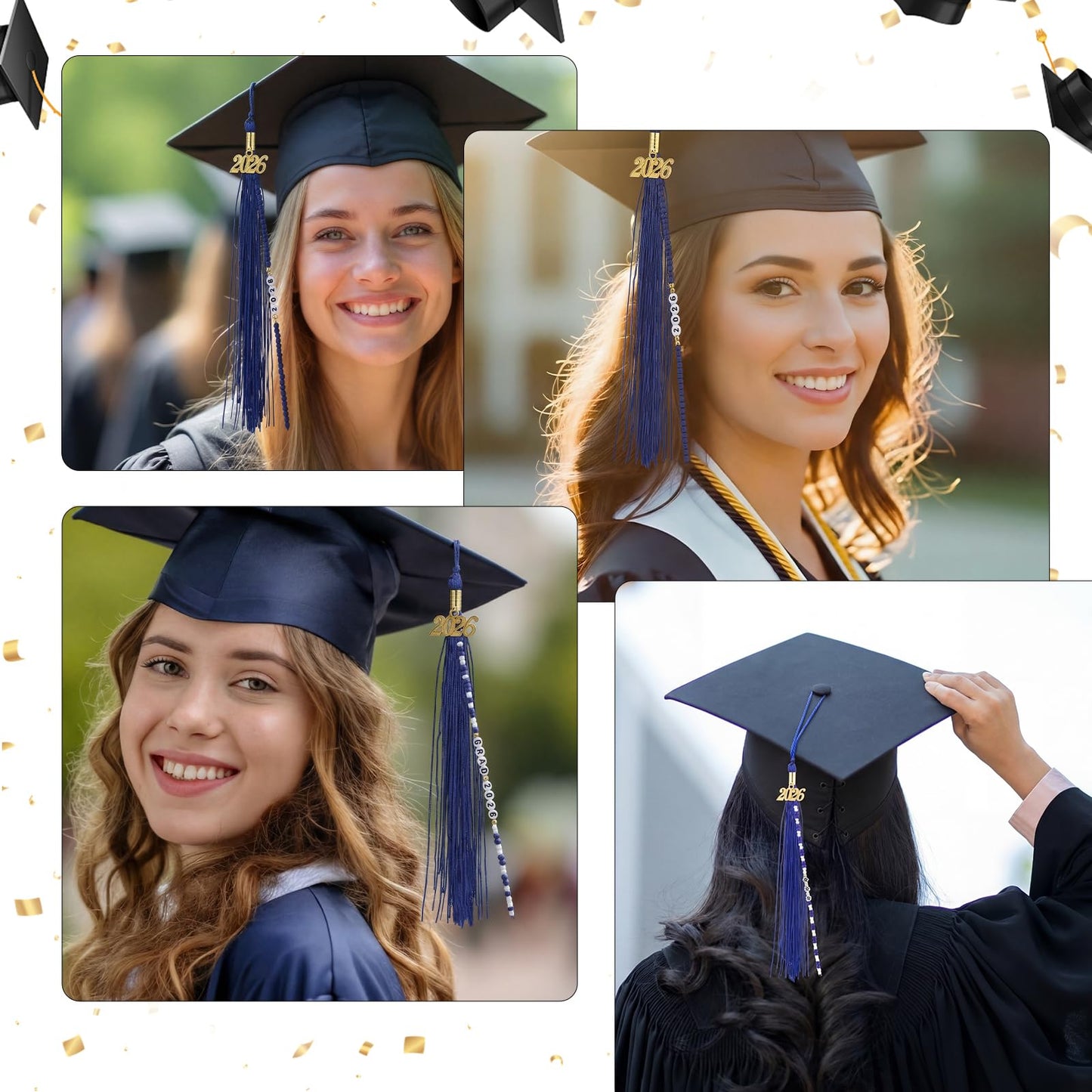 Kenning 10 Pack 2026 Graduation Tassels Royal Blue Graduation Cap Tassels with DIY Friendship Beaded Bracelets Kit, Grad Tassel Charms Gifts for High School College Phd Grad Ceremony