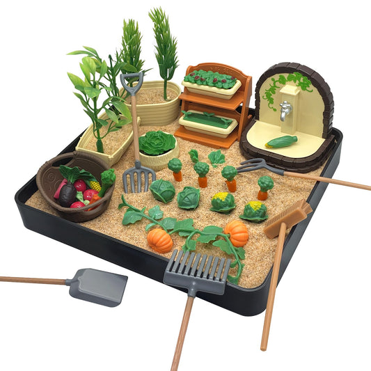 Vegetable Zen Garden for Desk, Build Your Own Mini Vegetable World, Desktop Sand Garden Kit, Interactive Desk Decor for Office Accessories, Funny Coworker Gift for Birthdays
