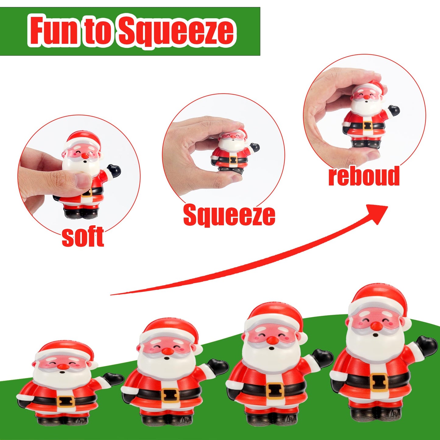 24PCS Christmas Squishy for Party Favors Gifts, Stress Relief Toys for Goodie Bags Pinata Fillers, Stocking Stuffer for Kids, Treasure Box Carnival for Prizes Rewards, Fidget Squeeze Advent Calendar