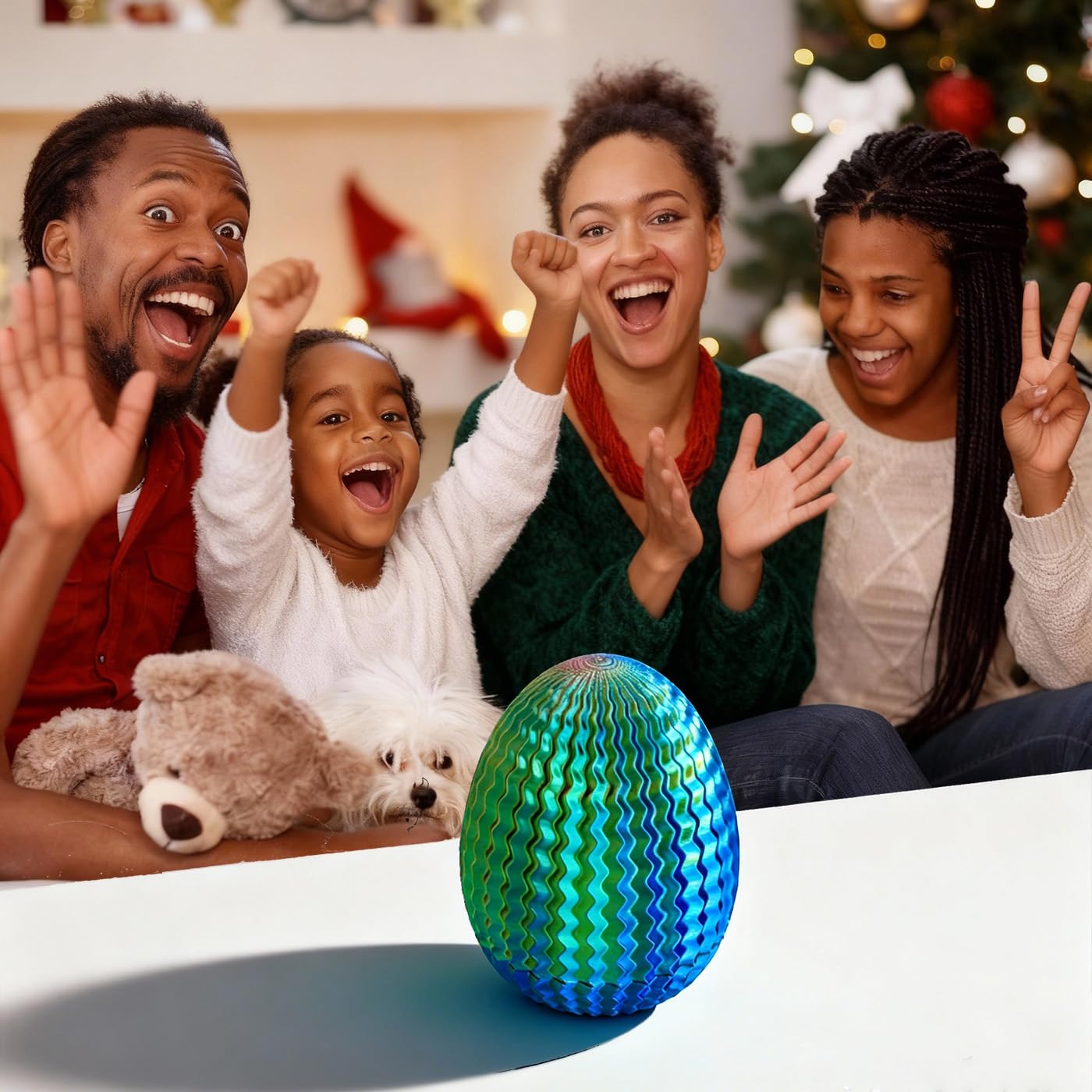 Mystery Egg Maze Puzzle Box - Reusable 3D Printed Brain Teaser with Hidden Compartment for Cash & Treasures, for Birthday, Christmas, Halloween and Easter for Kids & Adults (White/Luminous Blue)