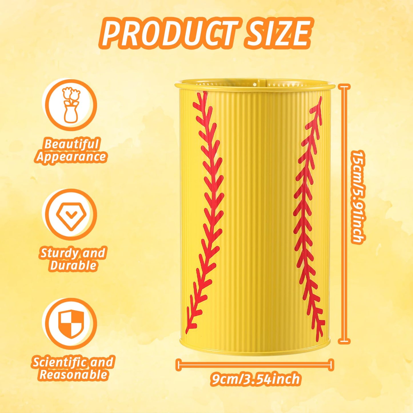 Teecyhooo 6 Pcs Softball Centerpieces for Table Decor Softball Vase Galvanized Metal Buckets Sports Themed Party Decorations Team Gifts for Artificial Flowers Pen Holder Utensil Kitchen Home