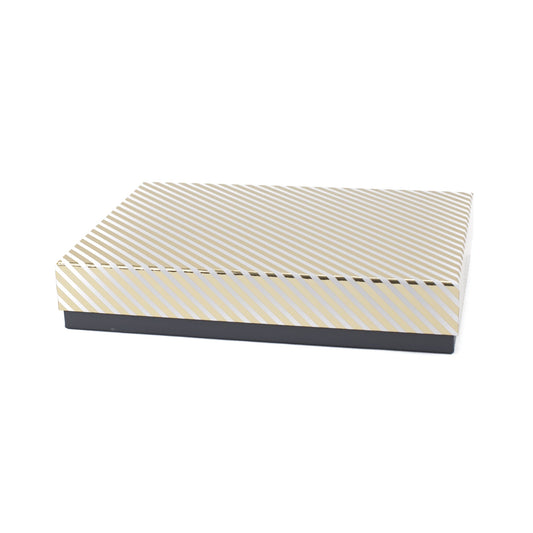Hallmark Signature Large Gift Box (Gold Stripe) for Valentines Day, Weddings, Anniversaries, Birthdays, Bridesmaids Gifts and More