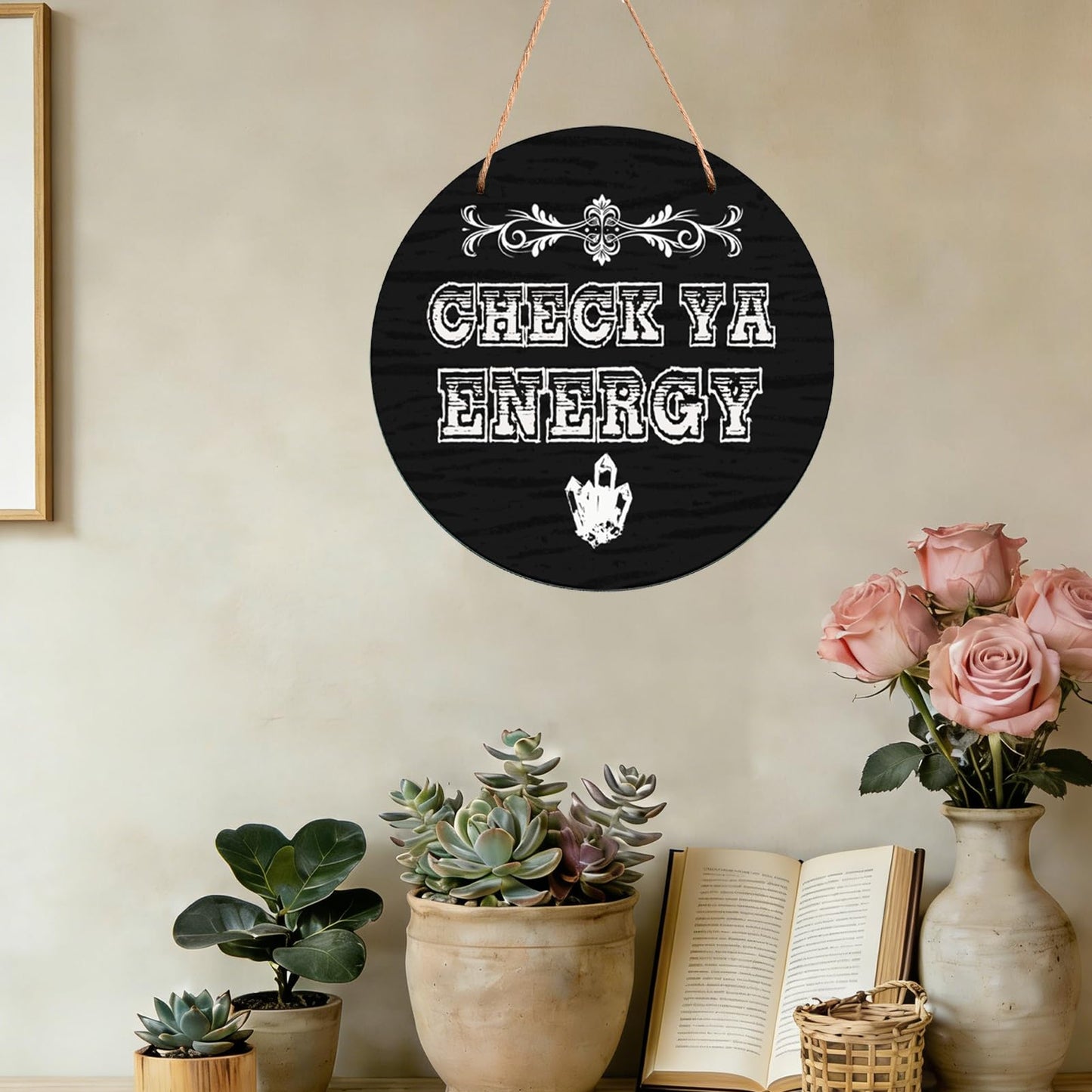 Check Out Your Energy Doorplate, Fun Welcome Sign, Gothic Home Decor. Suitable For Family Porch And Patio Decorations. 10 X 10 Inches.