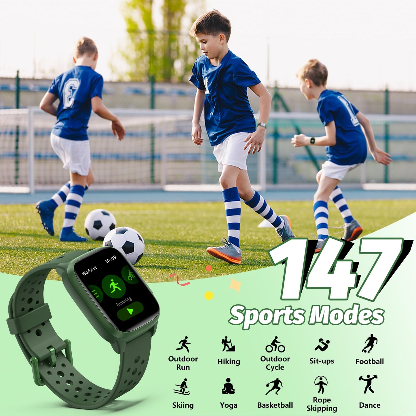 meoonley Kids Watch with 140 Sports Modes, 1.5" Kids Fitness Tracker, Smart Watch kids, No APP/Phone Required, Sleep Monitor, Heart Rate, Puzzle Games, IP68 Waterproof, Gifts for Girls Teens Aged 6-15