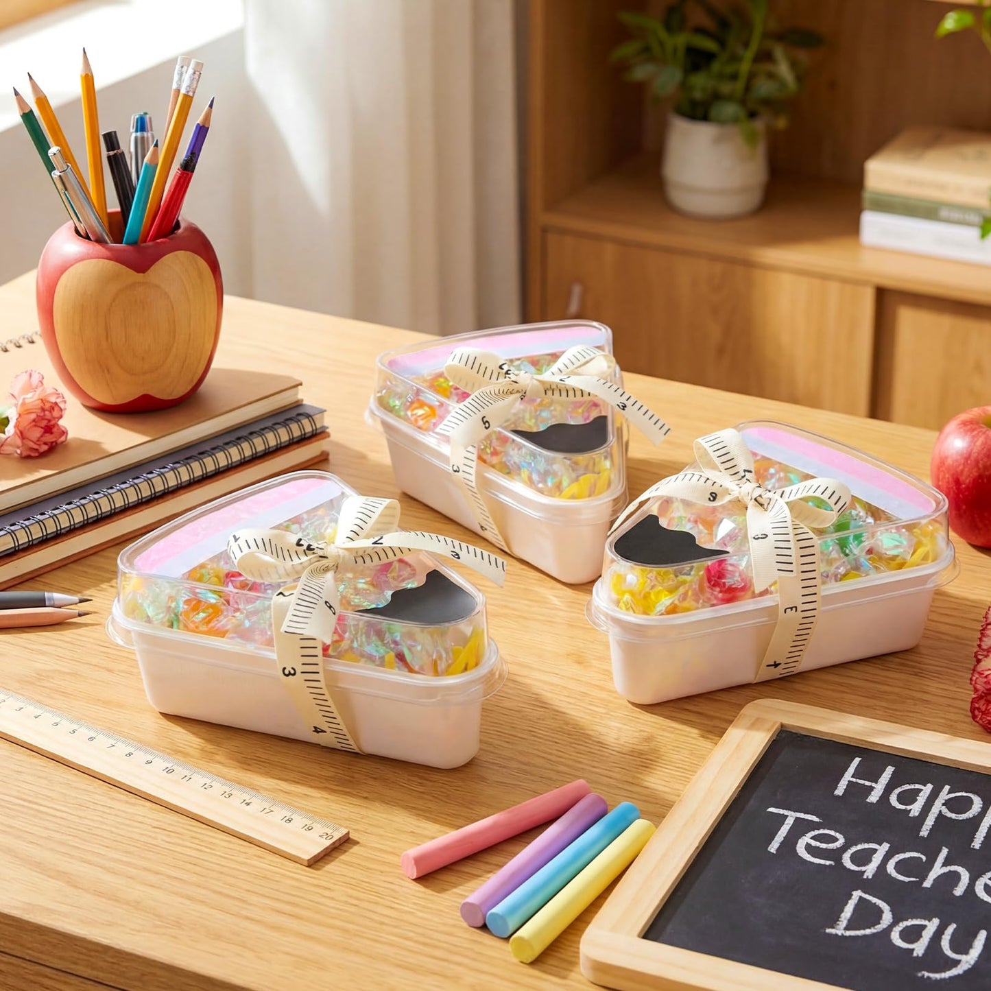 Ferrochef 36 Sets DIY Pencil Gift Box Plastic Pencil Container Teacher Appreciation Gifts for Students Back to School Treat Boxes for Teachers Thank You Gifts for Classroom School Party Favors