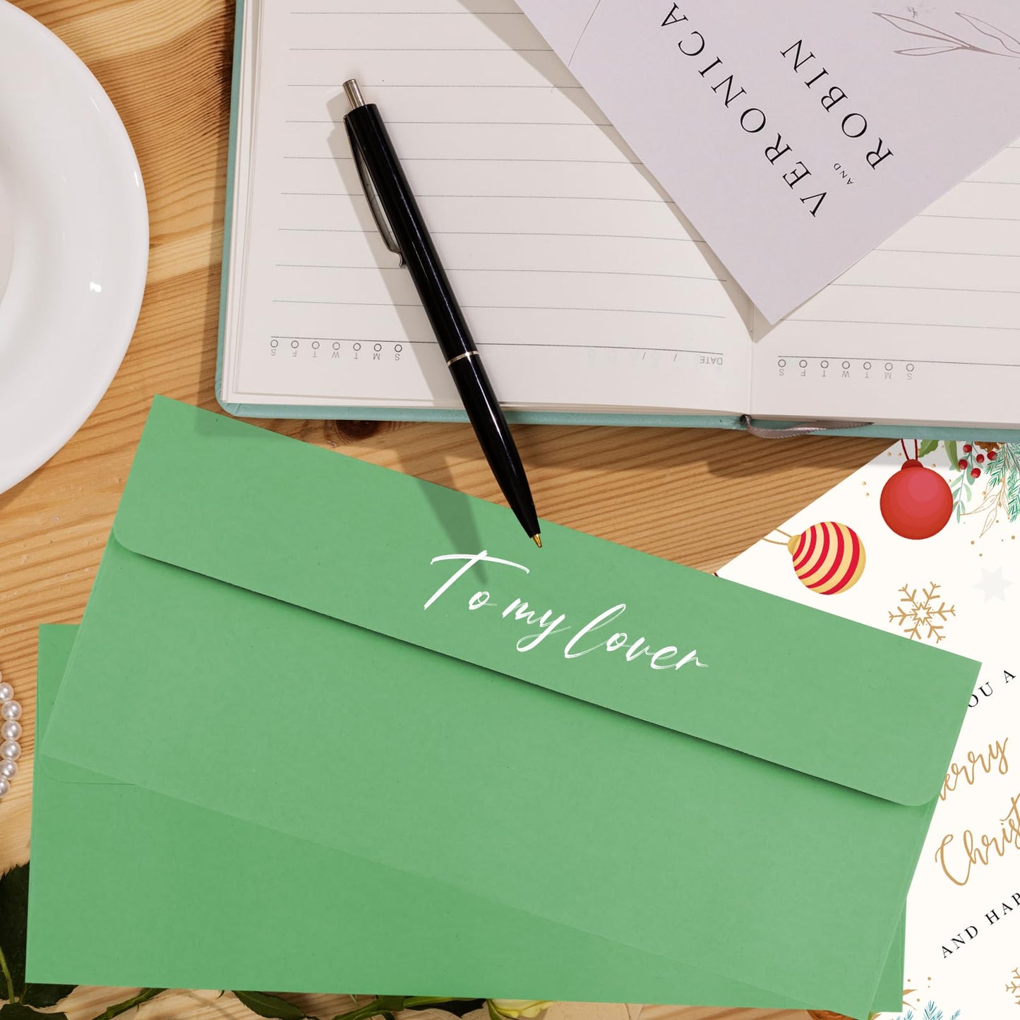 CINSOEN 100 Pack Green #10 Business Envelopes, Standard Envelopes Self Seal, 4 1/8 x 9 1/2 Inch Letter Size Business Mailing Envelopes for Checks Invoices Statements Baby Shower Wedding Birthday