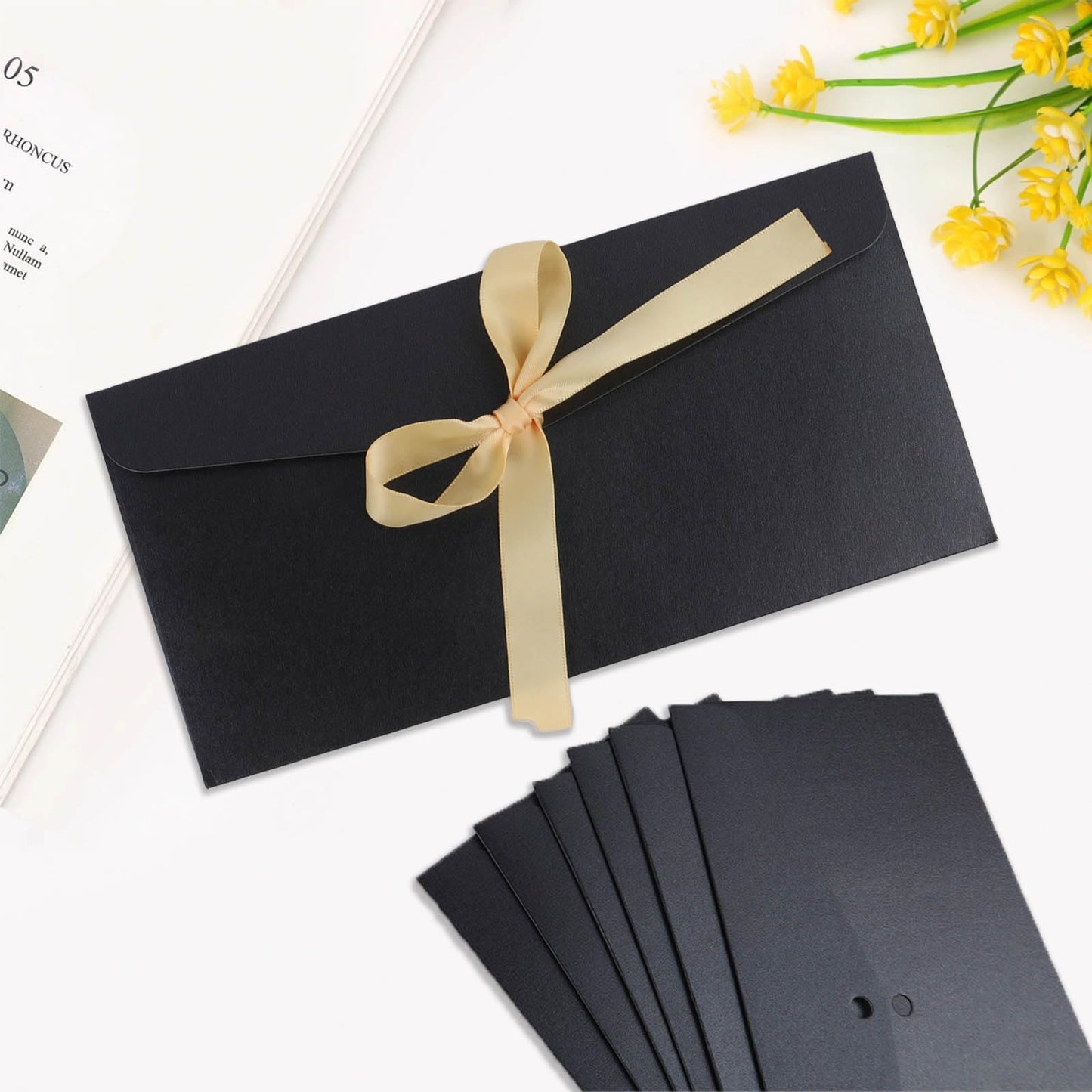 20 Pack Black Gift Money Envelopes for Cash: Fancy Envelopes with Ribbon for Wedding Birthday Festival Party Invitations Cards and letters