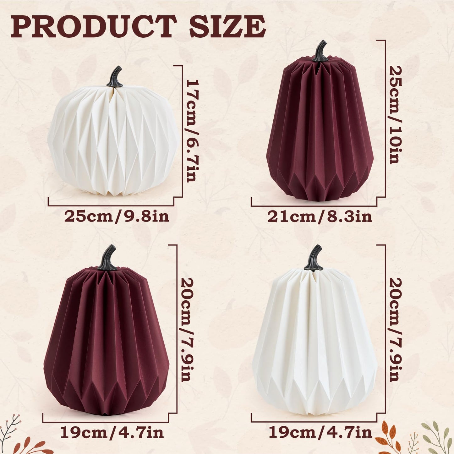 4Pcs Paper Pumpkin Table Decorations, Fall Pumpkin Honeycomb Centerpieces 3D Paper Honeycomb Pumpkins for Thanksgiving Autumn Halloween Home Table Decor (Burgundy and White)