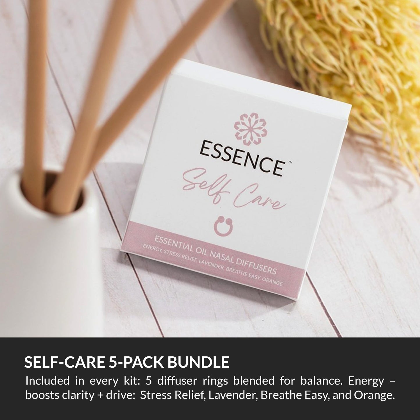 Essence Travel Amenity Kit | Travel Essentials & Travel Size Toiletries Kit | 5-Pack Nasal Diffuser Rings, Sleep Mask, Lotion & Hygiene Kit | Travel Toiletry Kit for Women | Black Case