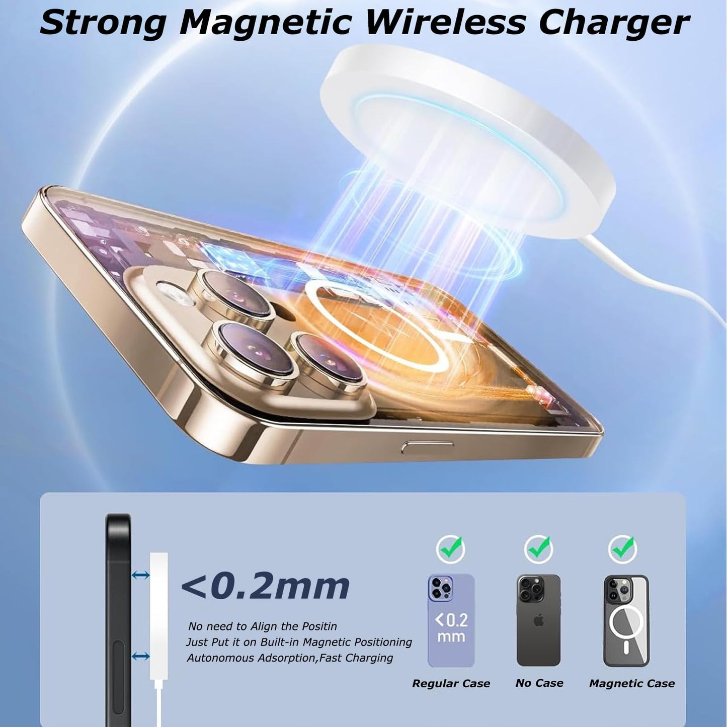 [Apple MFi Certified] Magnetic Charger,Wireless Charger Fast Charging 2Pack 6FT USB C Plug Mag-Safe Magnet Magvolt Pro Pad Chargers for iPhone Air/17 Pro Max/17/16E/16 Pro/16 Plus/15/14/13/12/AirPods