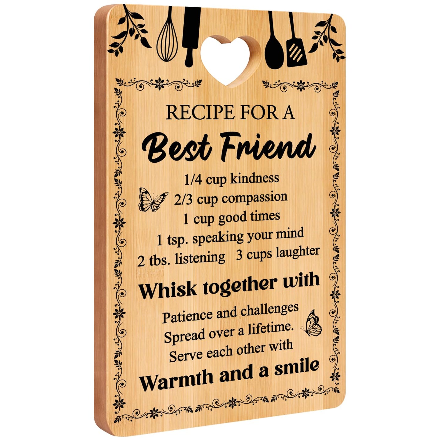 Friend Kitchen Gift Bamboo Cutting Board Decorative Unique Birthday Present Xmas Charcuterie Boards for Friends Christmas Wooden Cheese Board Thanksgiving Friendship Gifts Chopping Board