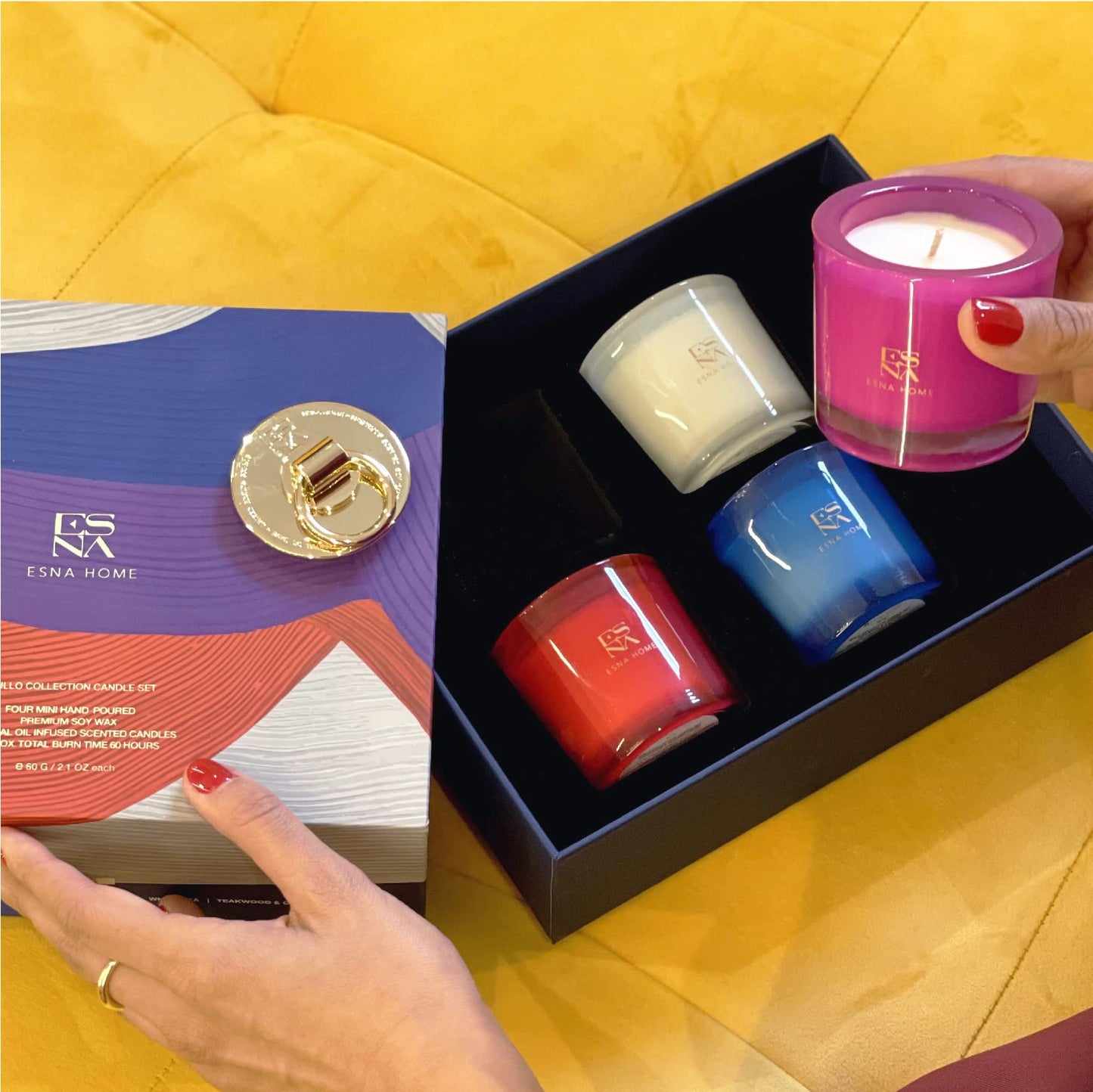 Luxury Scented Candle Set 4 All Natural Soy Aromatherapy Candle Gift Set Votive Candle Gift Set for Women Self Care Stress Relief Gifts for Her Luxury Christmas Gifts for Women Candles for Home 60 hrs