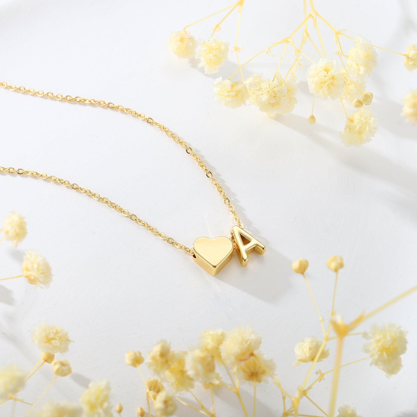 Turandoss Mothers Day Gifts - Heart Initial A Necklaces for Women Trendy, Dainty 18K Gold Plated Heart Letter Necklaces Personalized Name Jewelry Mothers Day Gifts for Mom Girlfriend Wife Daughter