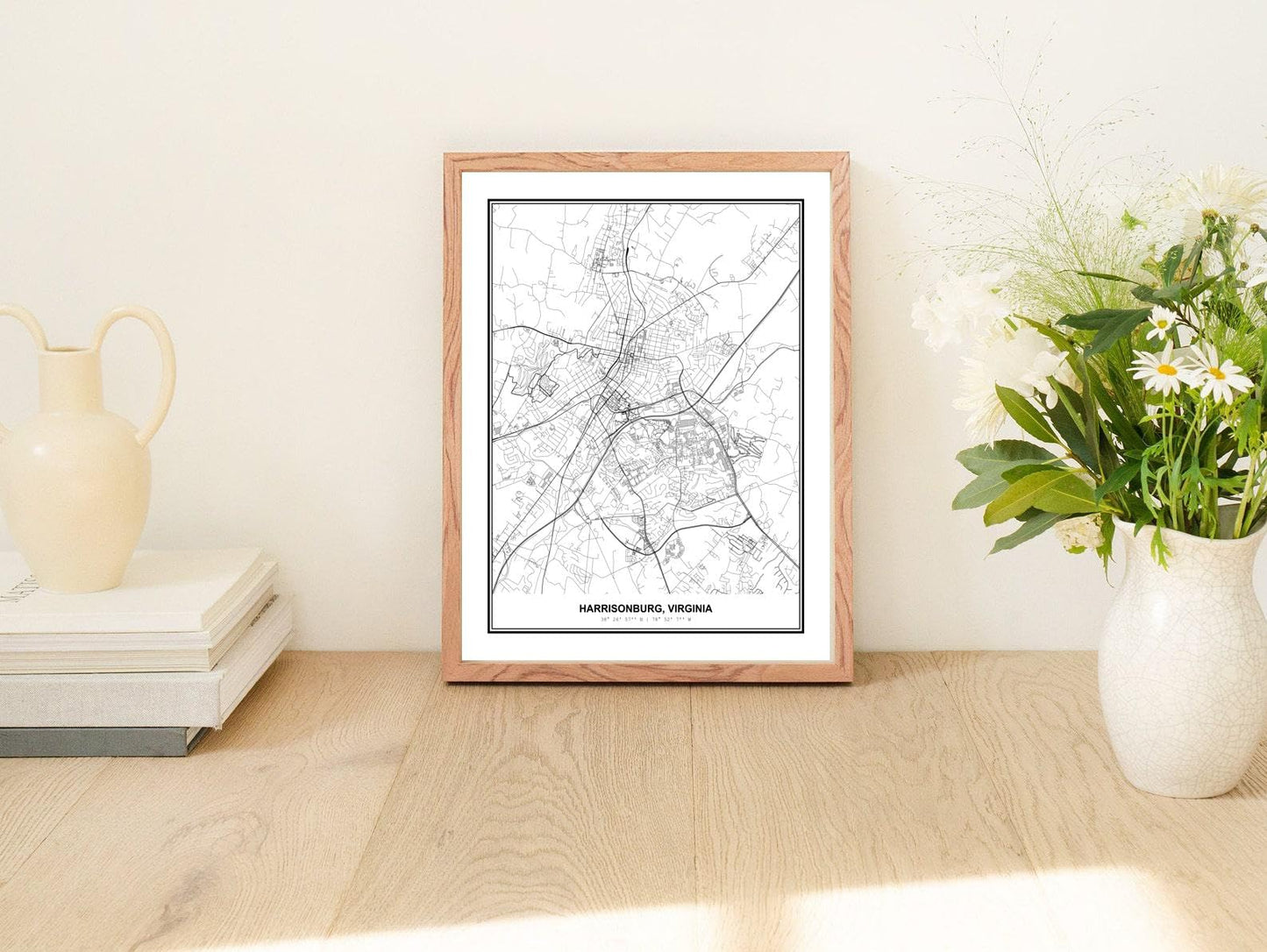 Susie Arts 11X14 Unframed Harrisonburg Virginia Wall Art Map Metropolitan City Road View Abstract Street Print Poster Decor Home Office sdm134