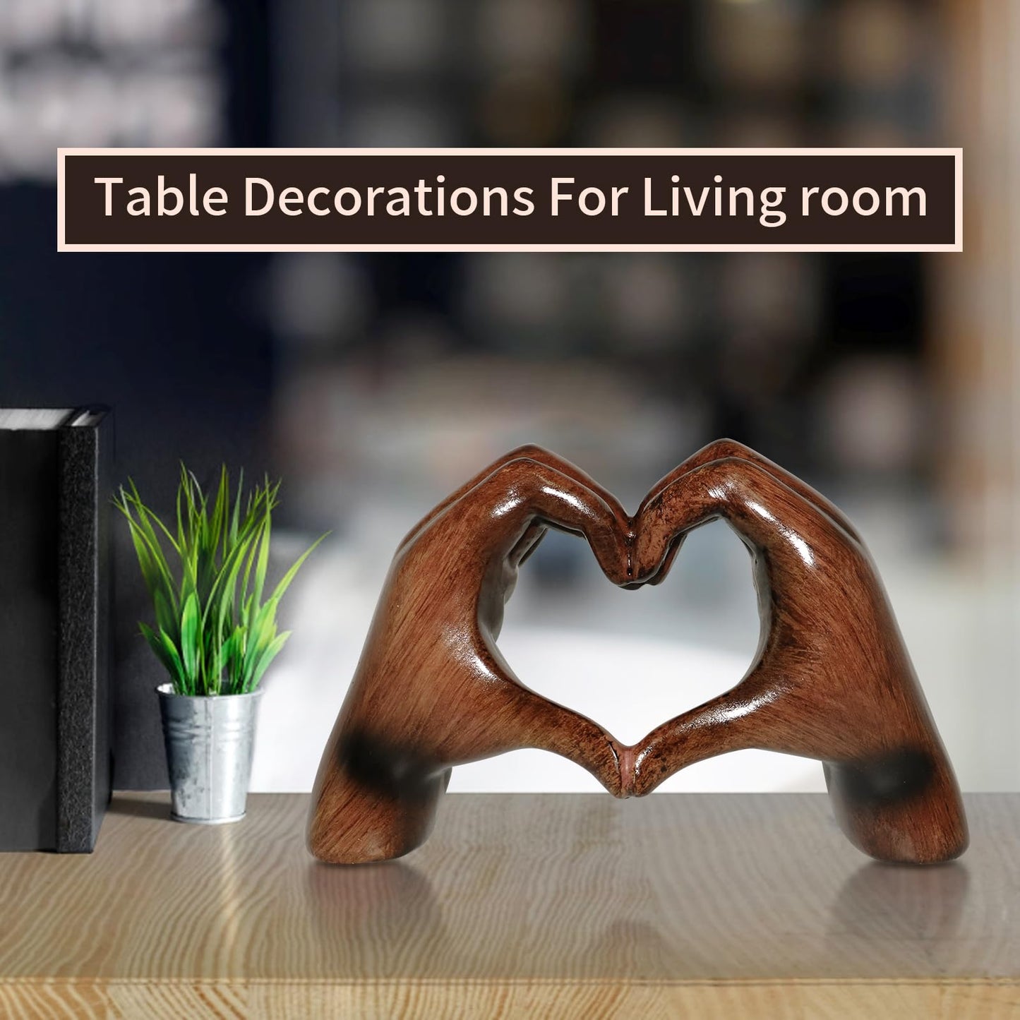 Toparad Heart Hands Sculpture Aesthetic Decor, Love Hands Heart Statue Decoration for Living Room Table Office Bedroom Bookshelf, Unique Birthday Idea for Girls Sisters Girlfriend Mom Teacher