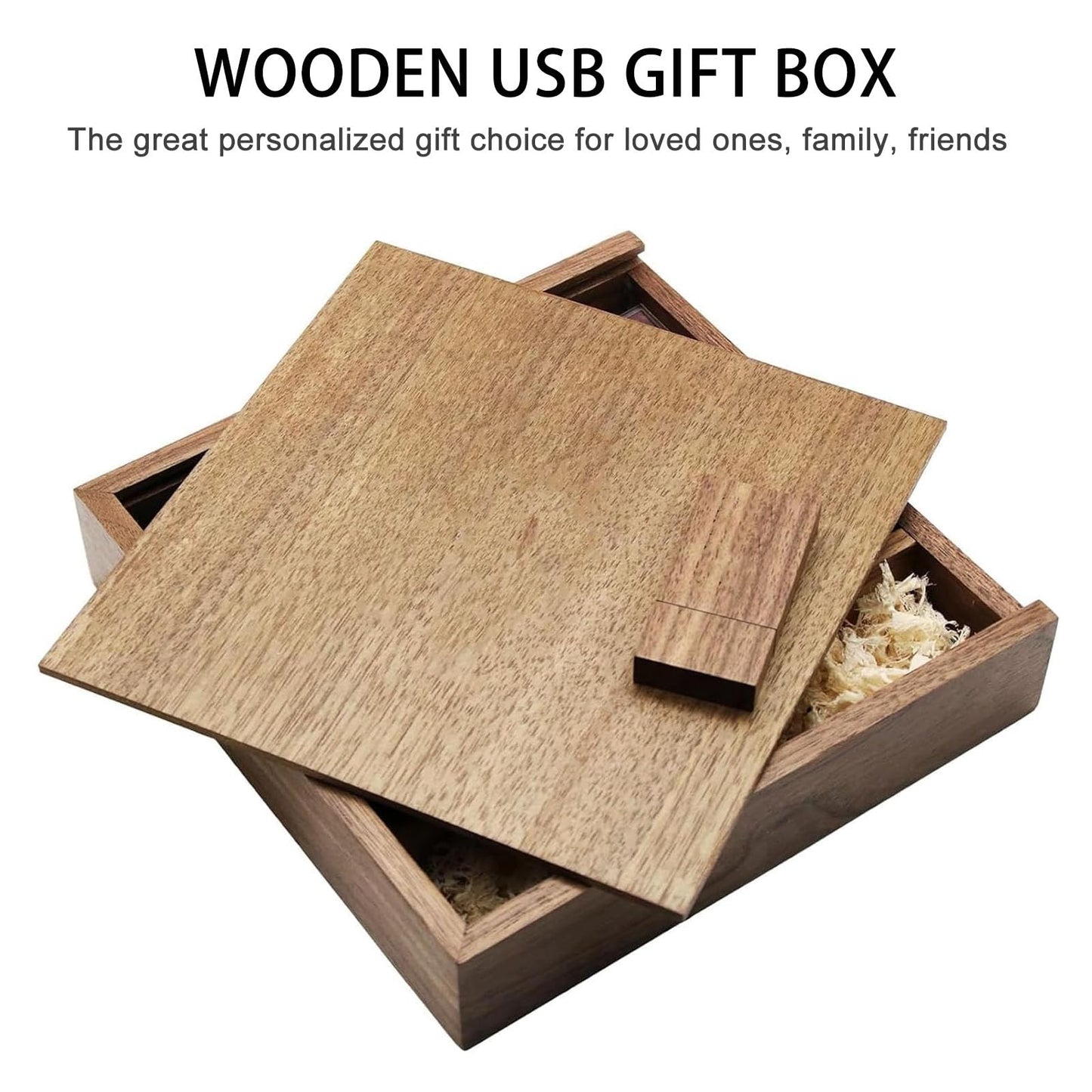 32GB USB 3.0 Wedding USB Flash Drive with Wooden Gift Box TATMOHIK Wood Thumb Drive for Storing Photos Walnut Wooden Jump Drive for Keepsakes for Anniversary/Birthday/Photographer/Wedding