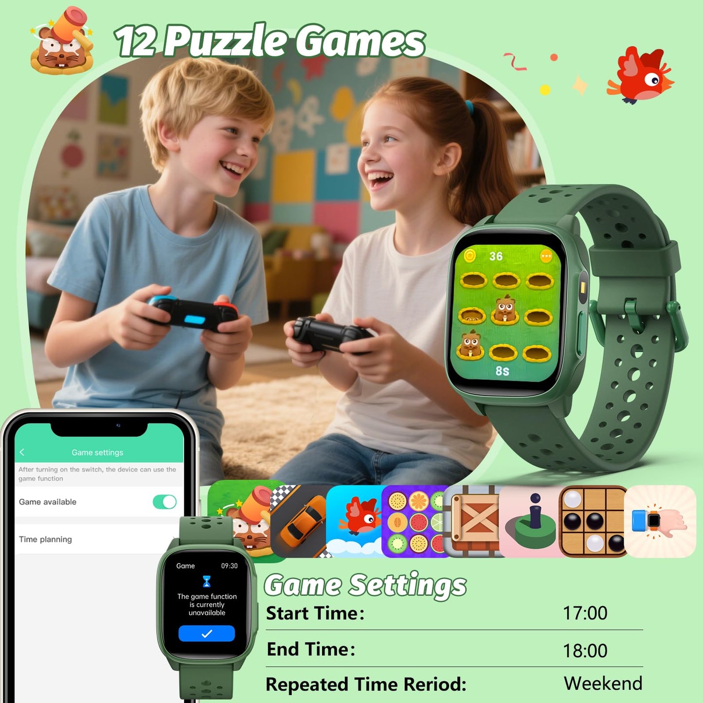 meoonley Kids Watch with 140 Sports Modes, 1.5" Kids Fitness Tracker, Smart Watch kids, No APP/Phone Required, Sleep Monitor, Heart Rate, Puzzle Games, IP68 Waterproof, Gifts for Girls Teens Aged 6-15