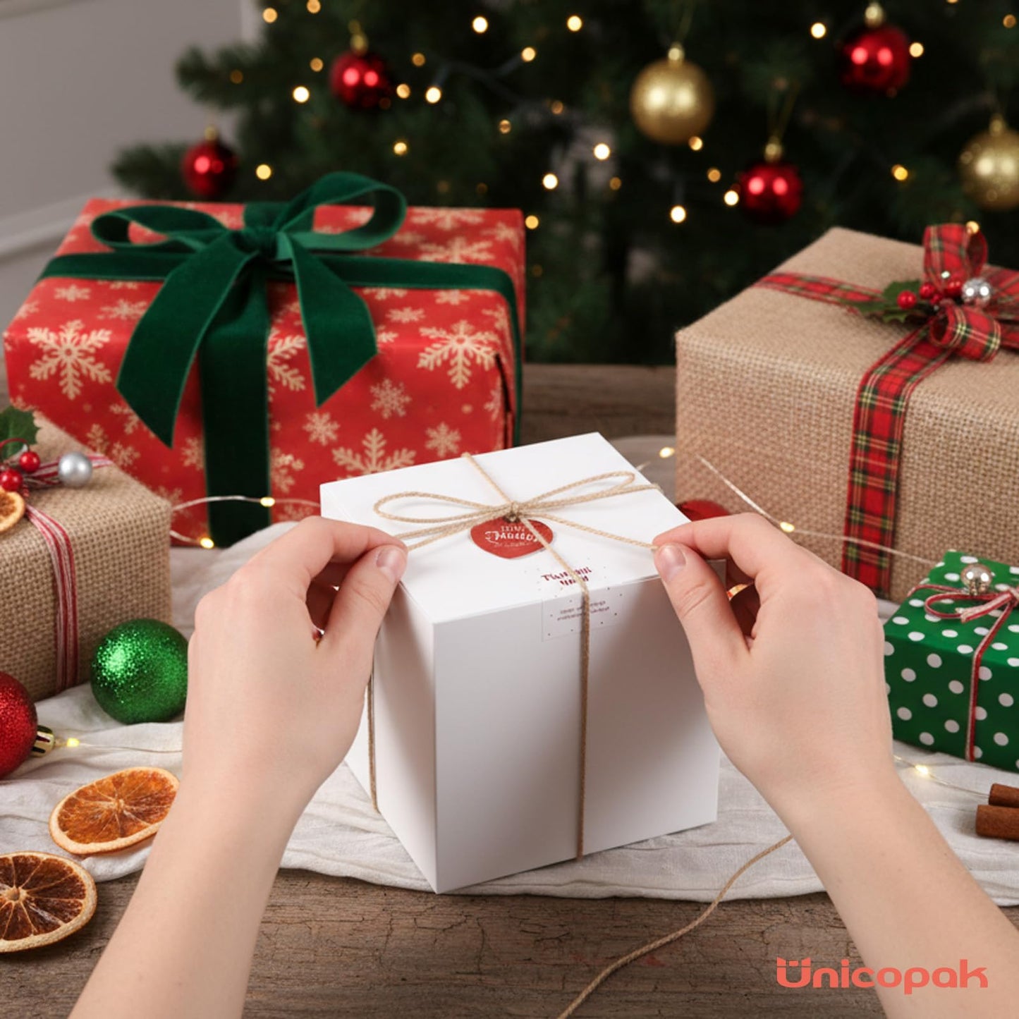 UnicoPak 10 Pack 7x7x7 Gift Boxes Bulk White Large Gift Boxes, Ideal for Birthday Gifts Christmas Gifts Party Favors Homemade and Business