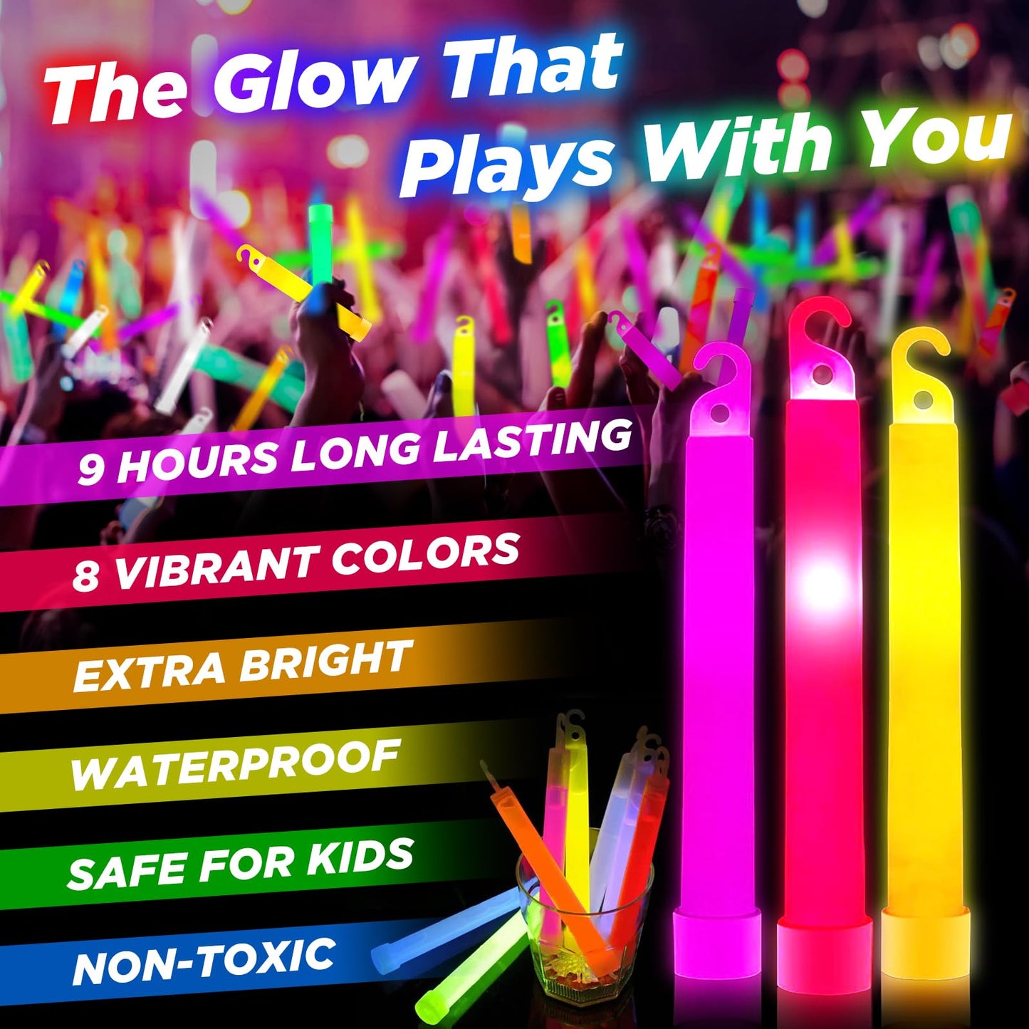 200Pcs Glow Sticks - 4 inch Glow In the Dark Sticks Halloween Party Favors, Waterproof Glow Sticks Lights Bulk Party Pack for Kids with 10 Hours Duration, Party Favors Light Stick for Halloween Party