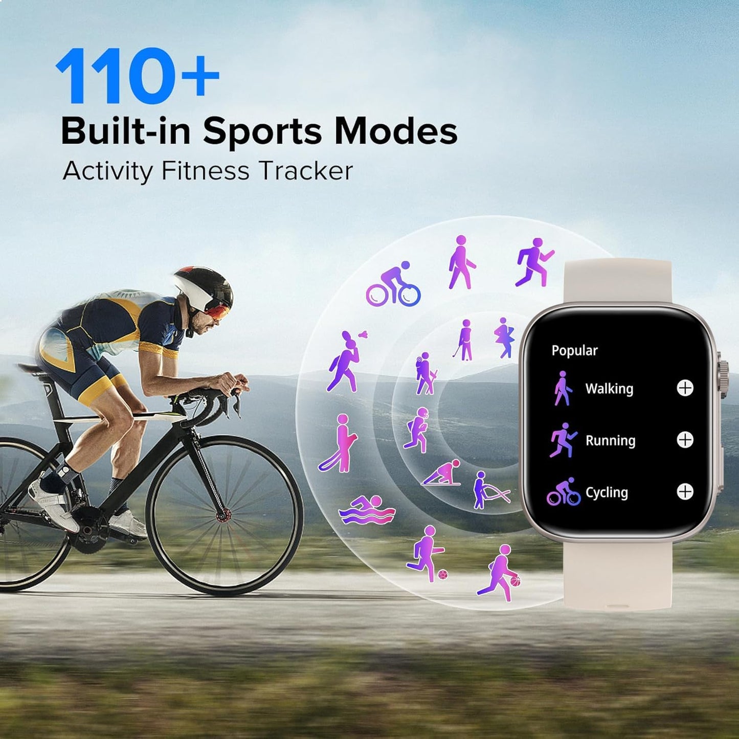 Smart Watches for Men Women, Make/Answer Calls, 2.01" HD Screen with 260+ Watch Faces, Heart Rate/SpO2/Sleep Monitor, 123 Sports Modes, Long Battery Life Fitness Watch Compatible with iPhone Android