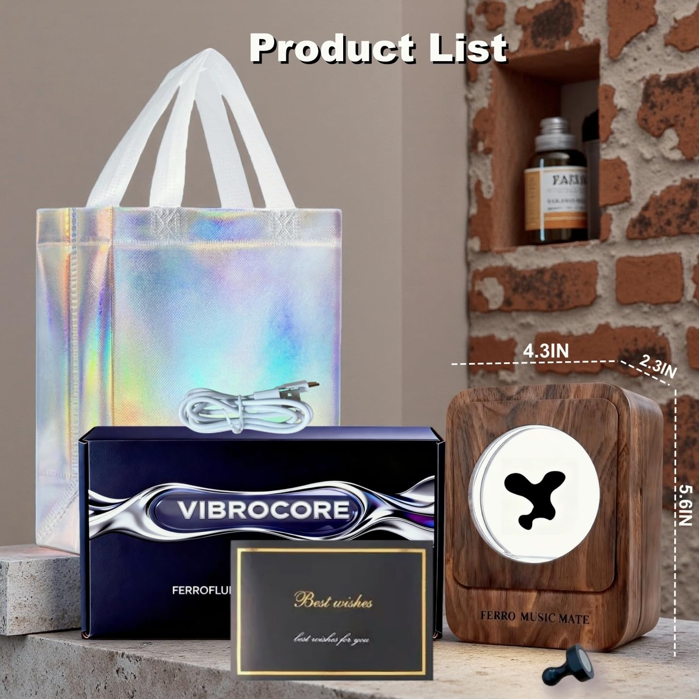 JOGEPEYO Birthday Gifts for Husband,Ferrofluid Speaker Music Mate,Gift for Gamer.Walnut Wood,Gaming Room Decor,symbiosis in a Bottle,Magnetic Fluid Toys,Desktop Decorations, Gifts.（unvoiced）