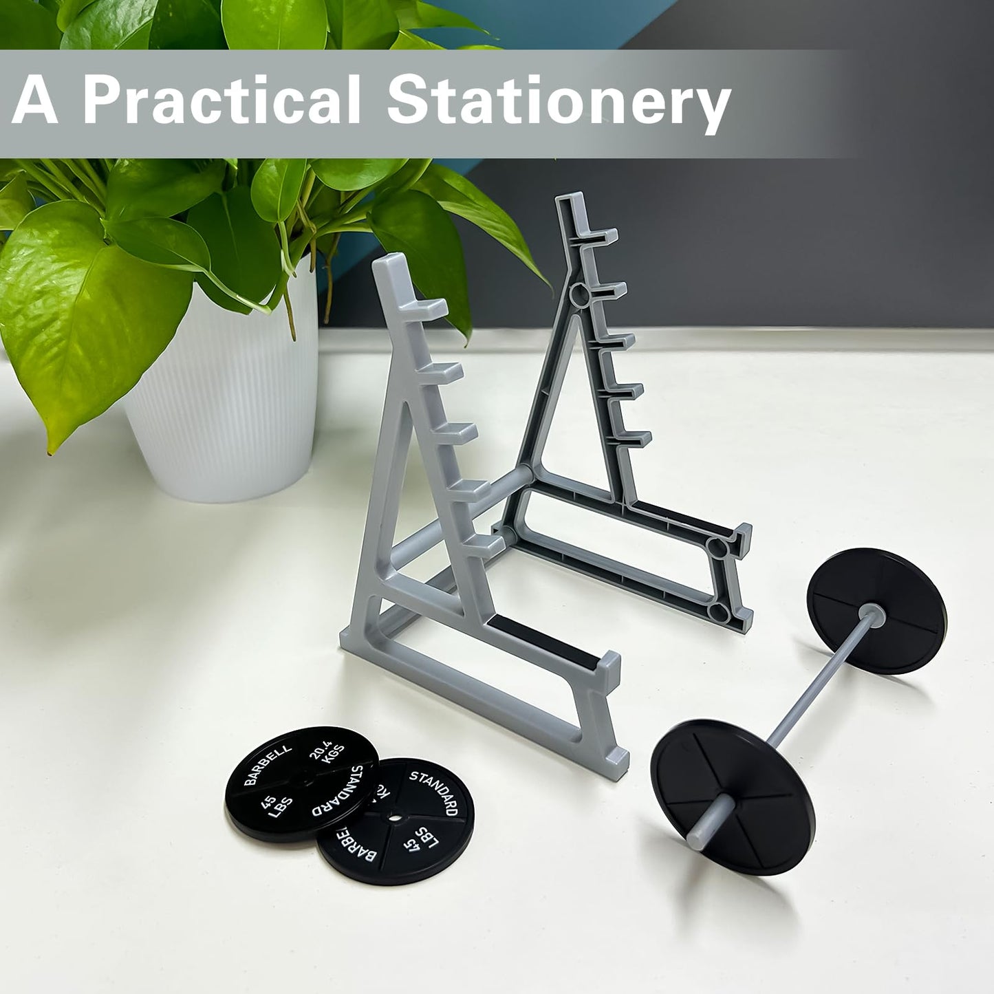 Dexspoeny Squat Rack Pen Holder for Desk, Barbell Rack Pen Holder, Gym-themed Unique Shape, Office Stationery Organizer Decor, Mini Weight Racks Pencil Holder for Fitness Weightlifting Lovers