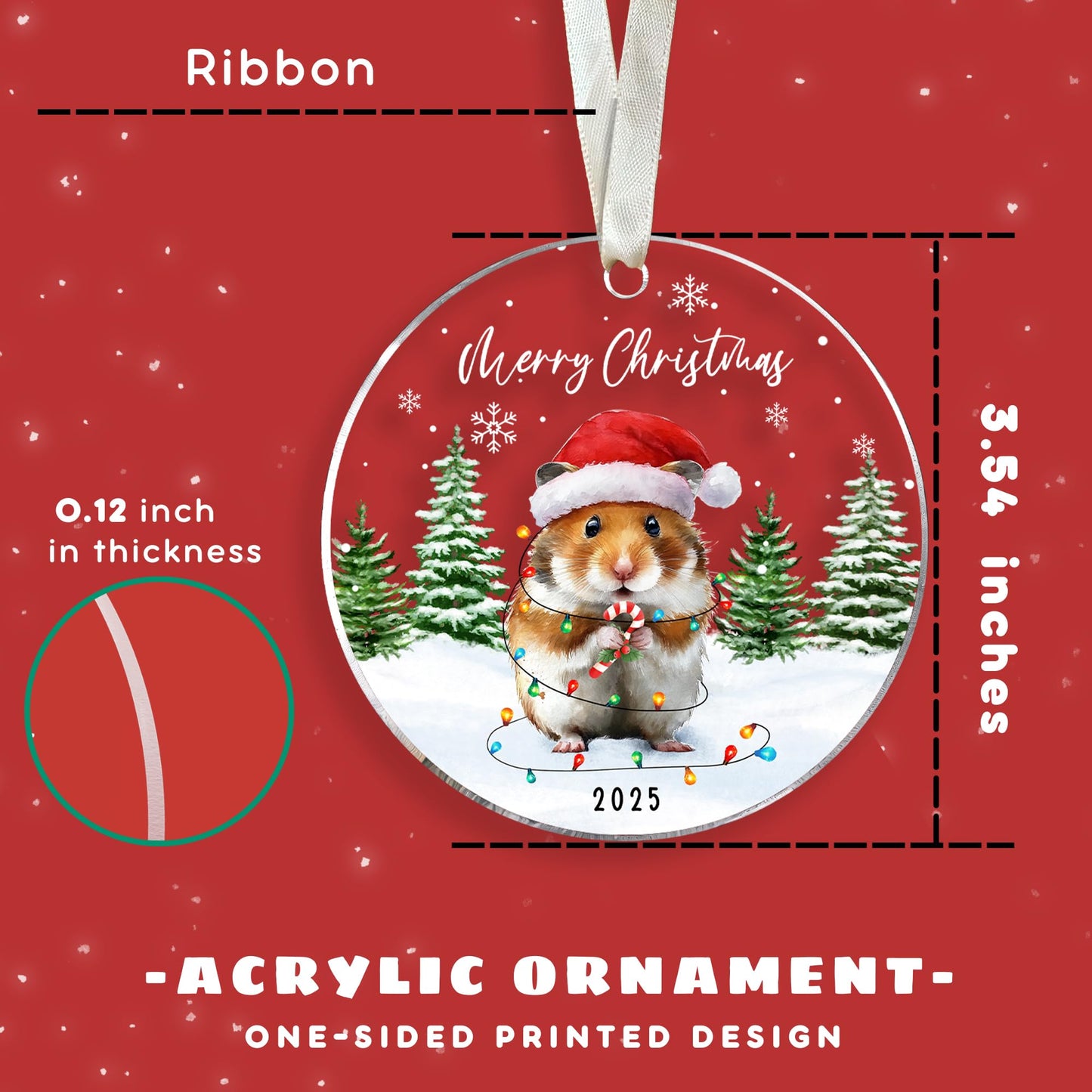 KATLADIZ Hamster Ornaments - Hamster Ornaments for Christmas Tree - Hamsters Gifts for Women, Lovers, Girls - Gifts for Cute Animals Lovers - Acrylic Christmas Ornament 2025