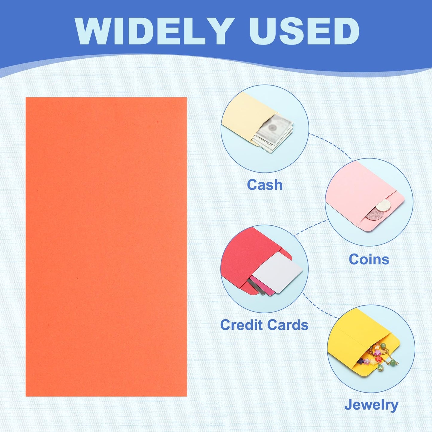 PATIKIL Money Envelope, 50 Pack 6.5" x 3.5" Cash Envelopes Money Holder Bags Budgeting Saving Challenge Letter for Gift Coins Checks Tickets Jewelry Passport Card, Orange