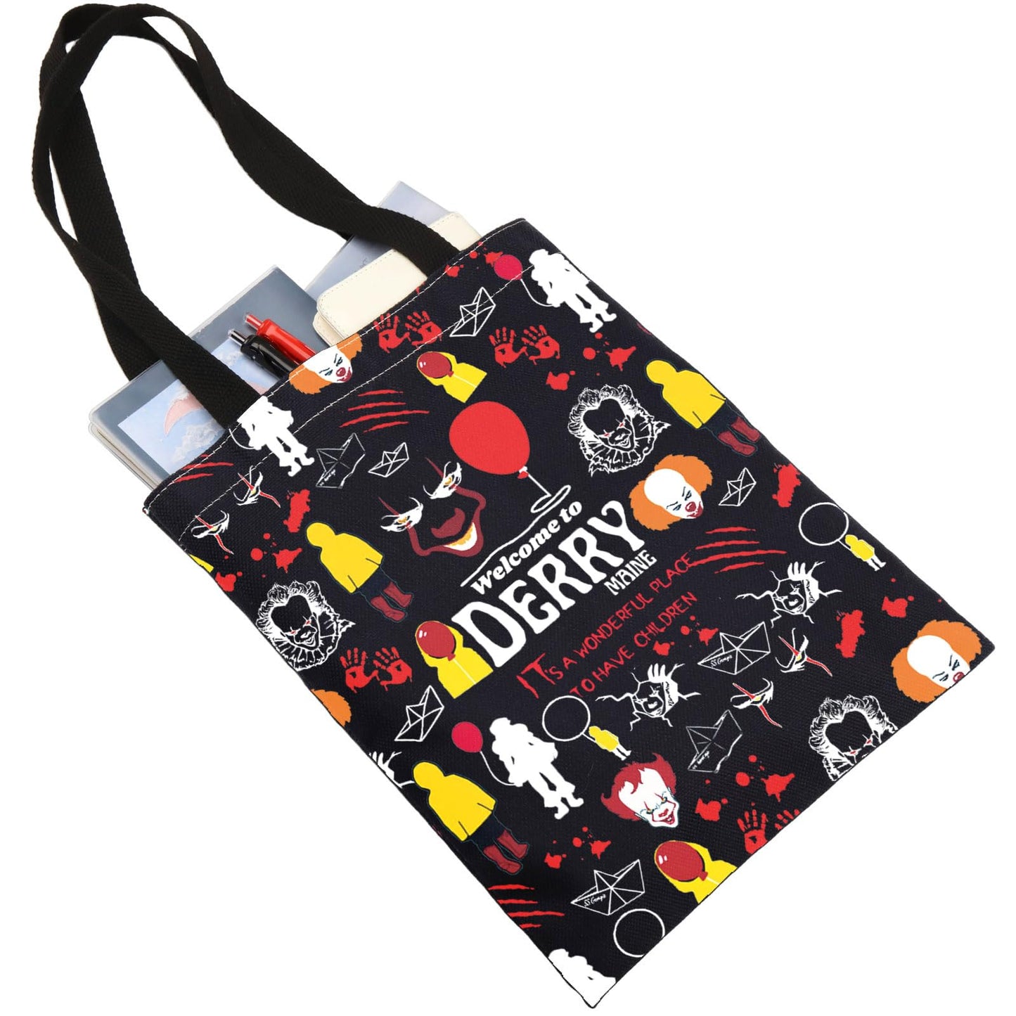 JNIAP Horror Clown Tote Bag Horror Clown Gift Welcome To Derry Maine Gifts Horror Clown Shoulder Bag (DERRY tb)