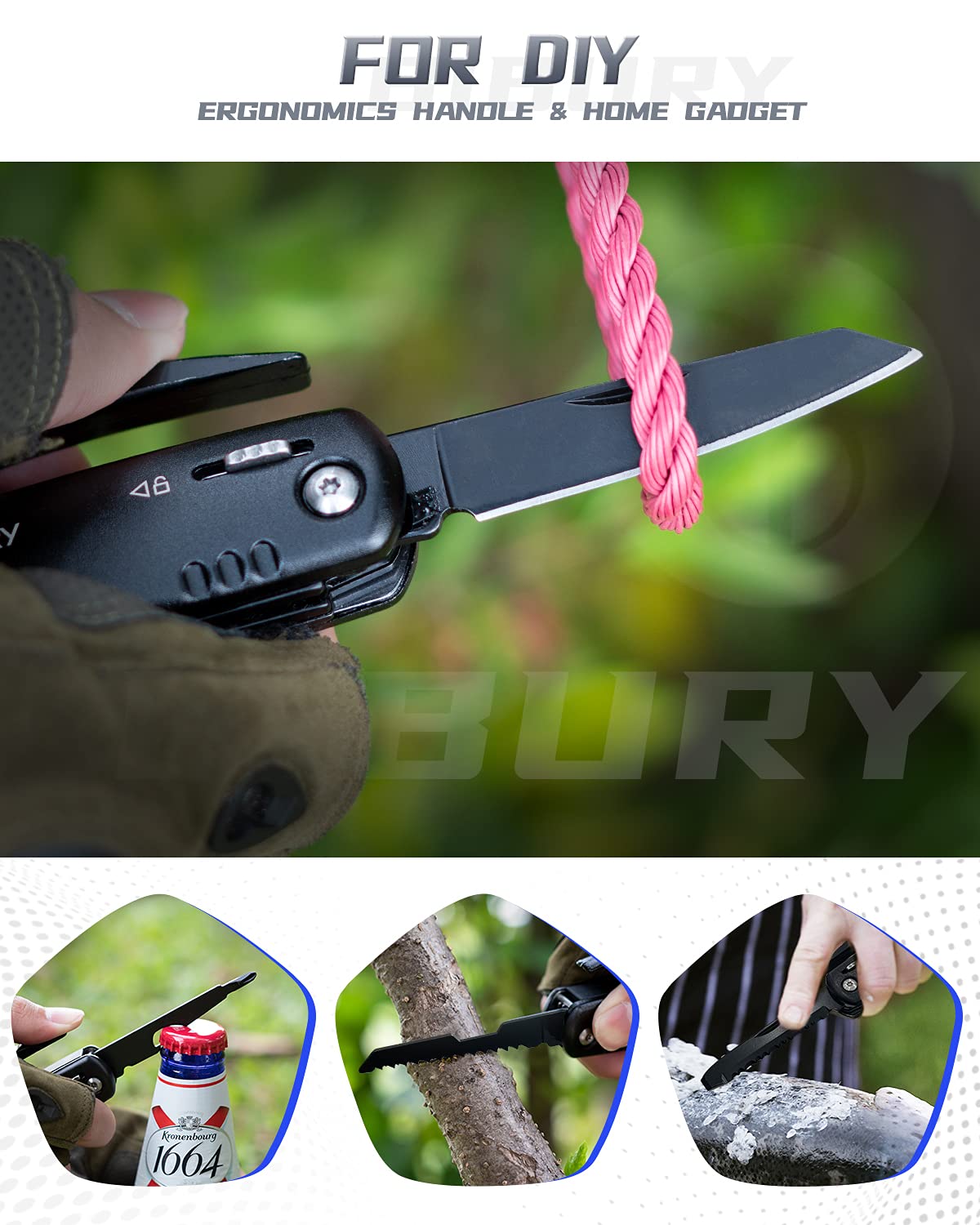 BIBURY Hammer Multitool, Fathers Day Gift from Daughter Son Wife, 12-in-1 Survival Gear Outdoor Multi Tool, Anniversary Birthday Gifts for Men, Cool Gadgets Survival EDC Multi-Tool