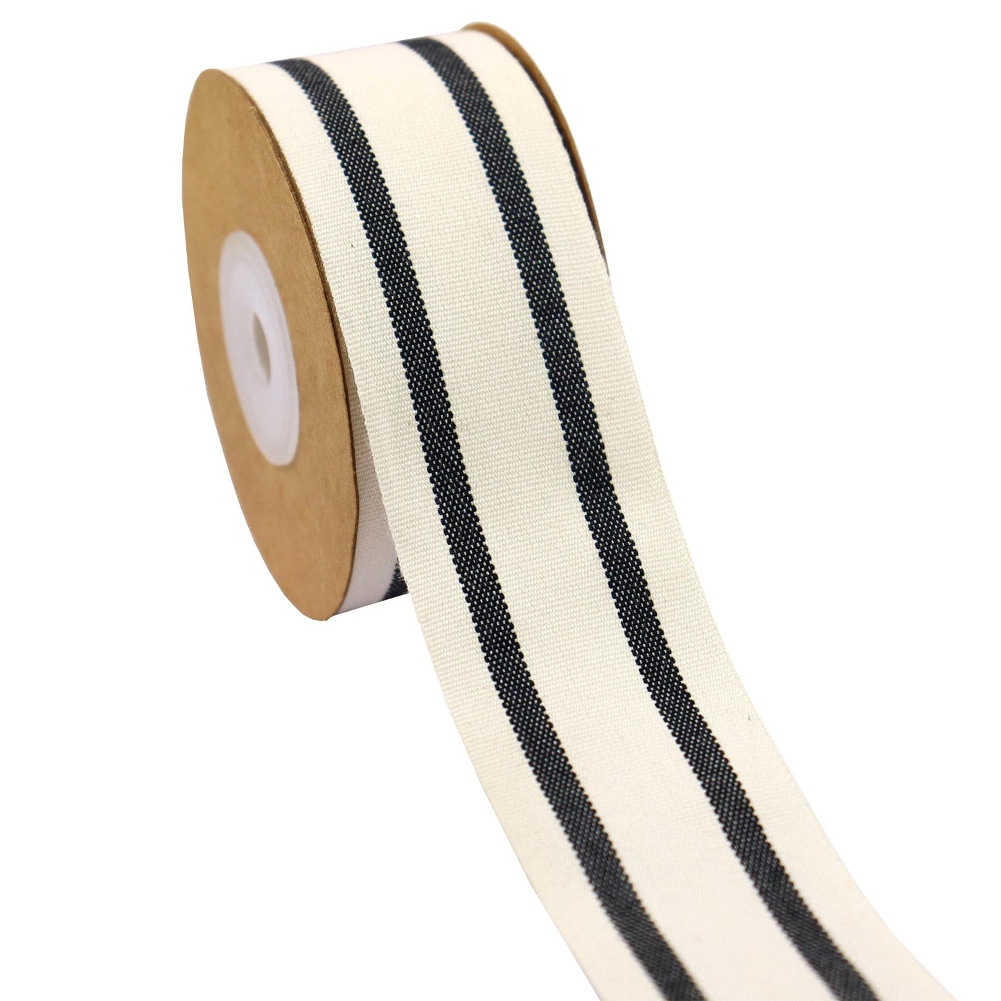YERELO 10Yard/ Roll Set Cotton Stripe Ribbon Black and White Stripe Ribbons 1-1/2" for Christmas Tree Crafts,Wedding Wreath,Gift Wrapping,Decoration and DIY Handmade Hair Bows