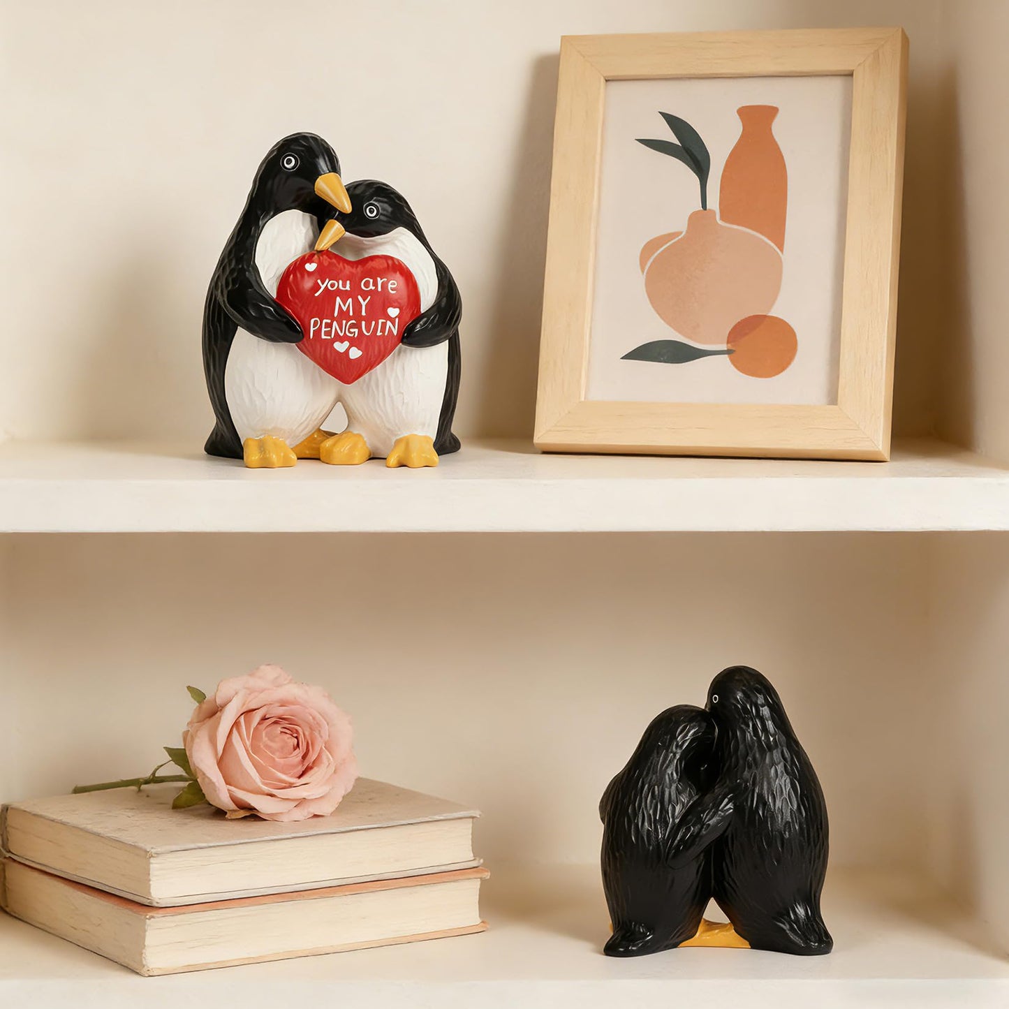 Hodola Anniversary Wedding Gifts for Women Men, Handcrafted Birthday Gift for Her Him Couple, I Love You Birthday Gift for Wife Husband, Penguin Figurine for Boyfriend Girlfriend