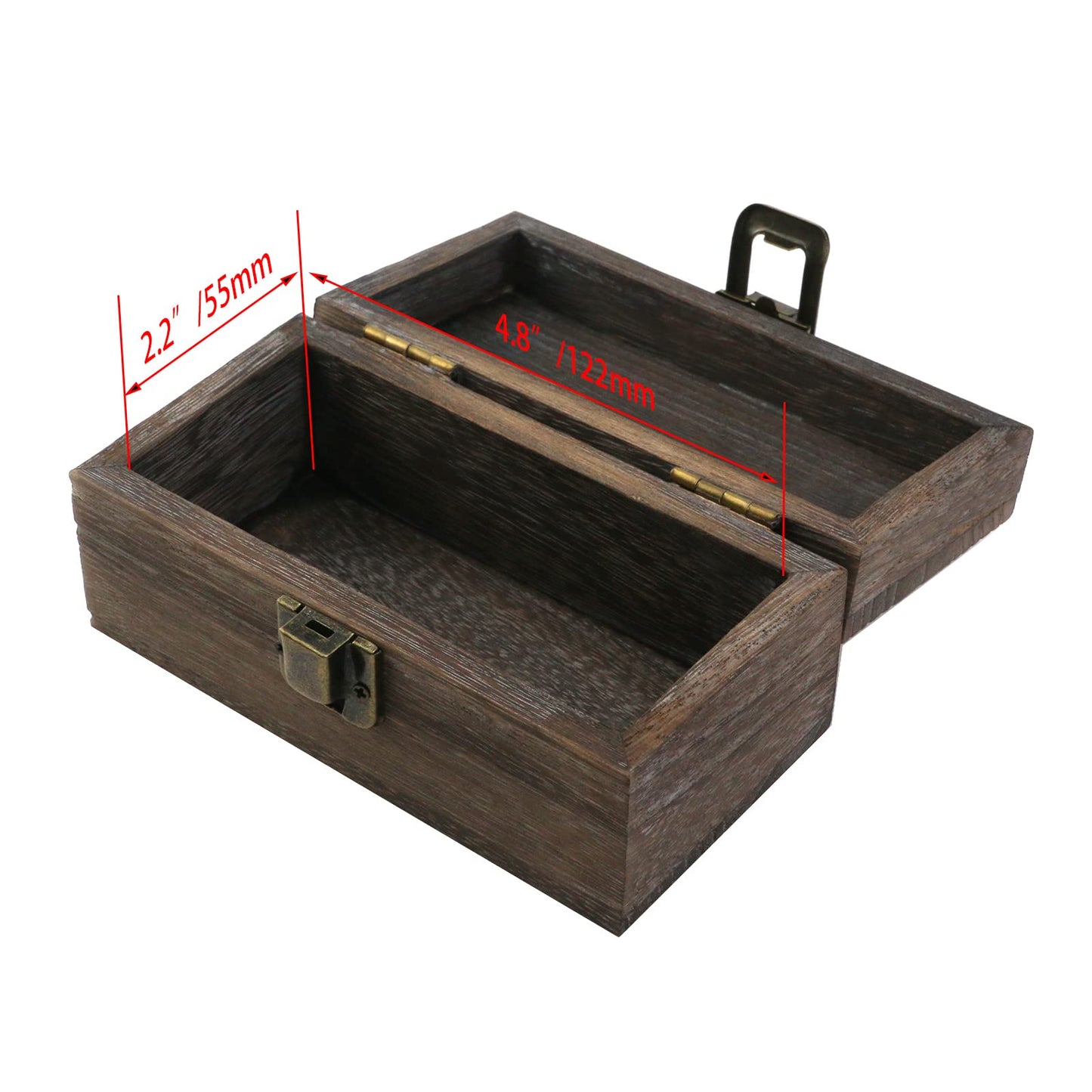 Tighall Antique Wooden Box with Hinged Lid and Lock Rectangle Wooden Storage Box Decorative Wood Box for Crafts, Hobbies, Gifts, and Jewelry Box