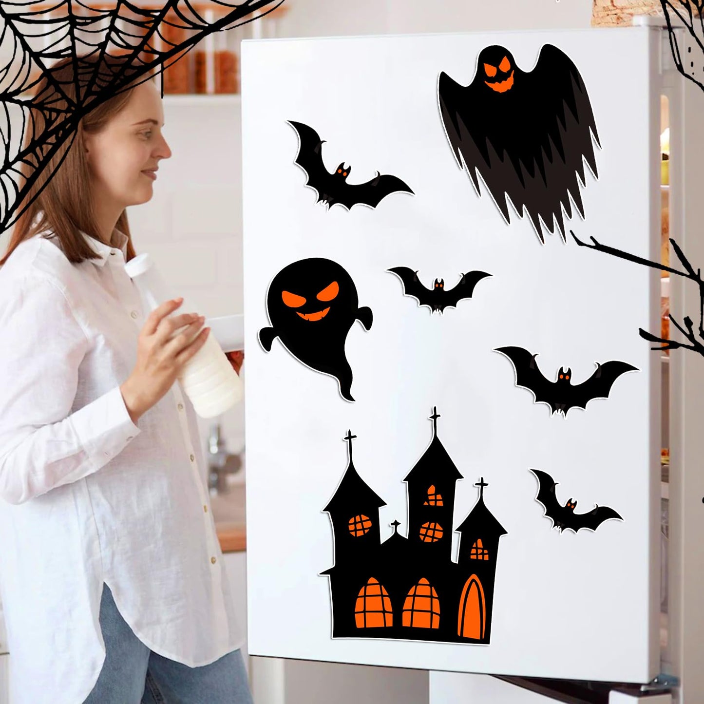 Halloween Decorations Garage Door Magnets, 30pcs Magnetic Happy Halloween Garage Decorations, Outdoor Halloween Decoration Magnetic Decals for Fridge Mailbox, Large Halloween Car Stickers