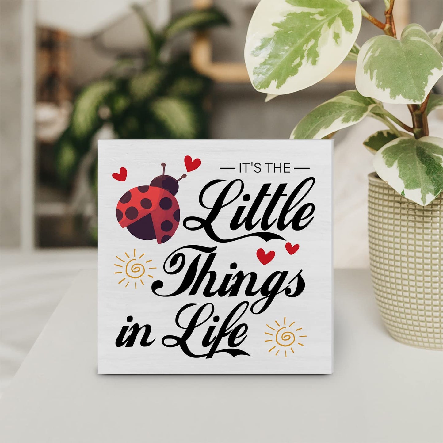 Farmhouse Little Things in Life Quote Wood Box Sign Decor Desk Sign Wooden Box Block Sign Rustic Home Shelf Wall Decor