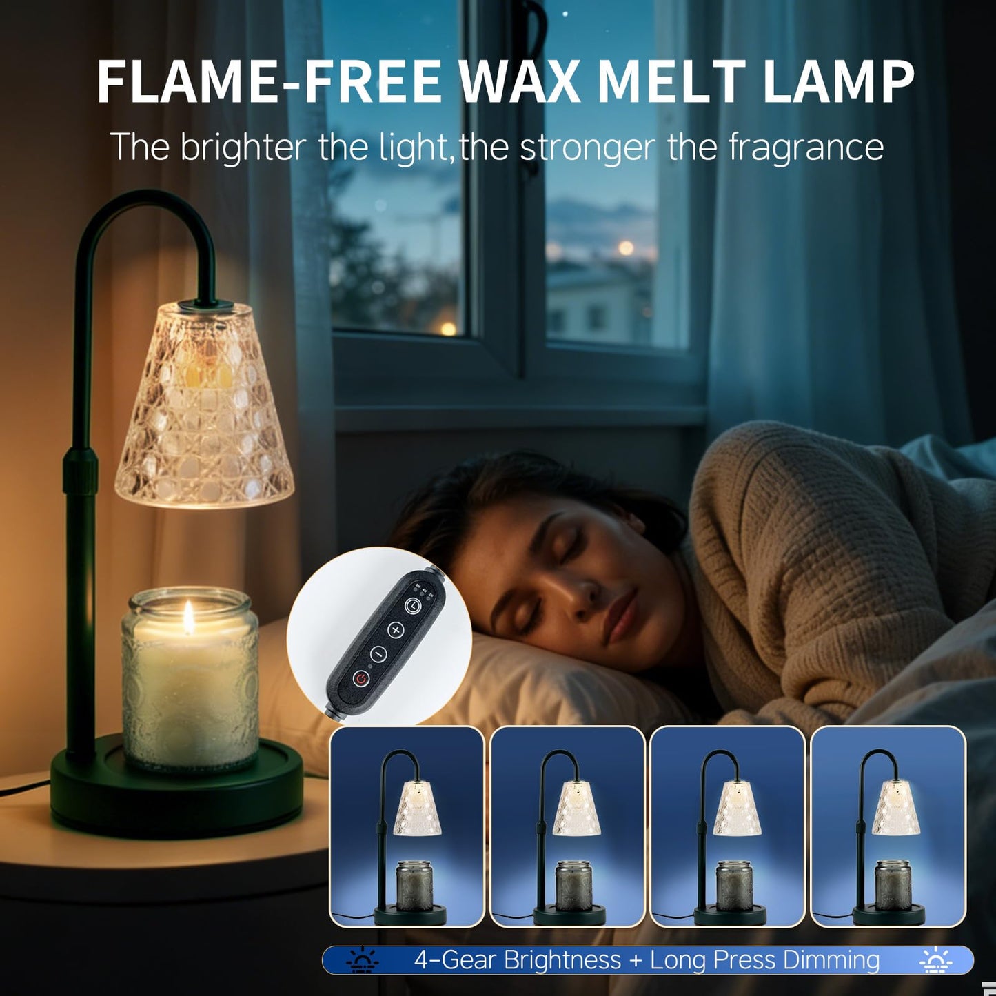 RMFSH Candle Warmer Lamp Green with Timer Dimmable, Birthday Gifts for Women Mom, House Warming Gifts New Home Decor, Wax Melt Warmer for Jar Candles with 2 Bulbs