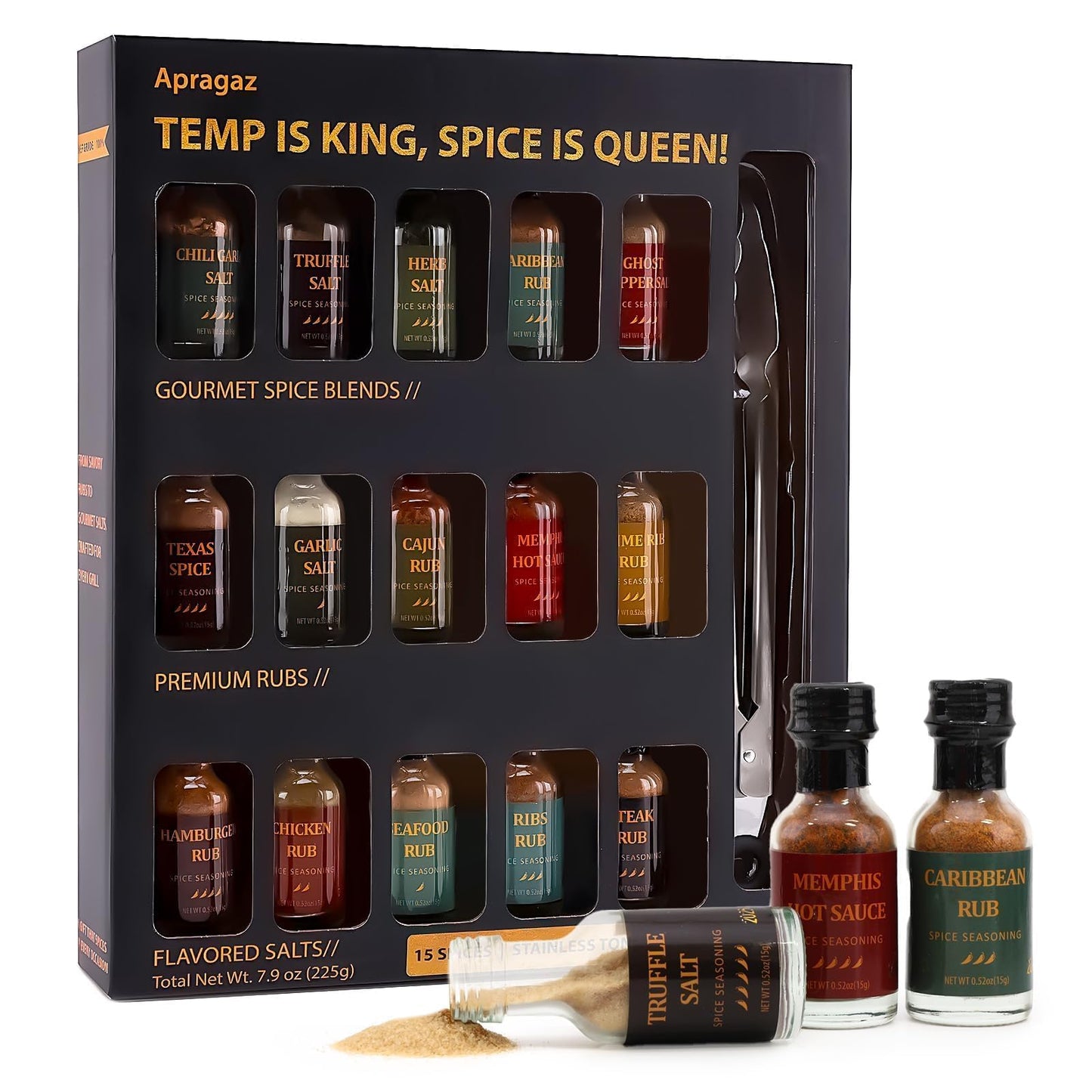 Grilling Seasoning Gift Set-15 Pack Unique Spices and Seasonings Sets for Men, All-Purpose BBQ Spices and Rubs Set, Birthday Gifts for Him, Husbands, Dad, Son, Mother, Father, Cooking Chefs