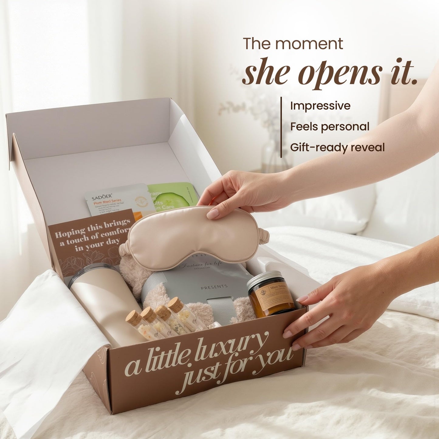 Opulent Luxury Self Care Gifts for Women - Hug in a Box Comfort Care Package - Spa Gift Set with 40 oz Tumbler & Cozy Blanket - Ideal for Get Well, Thinking of You, Birthday, Sympathy & Corporate