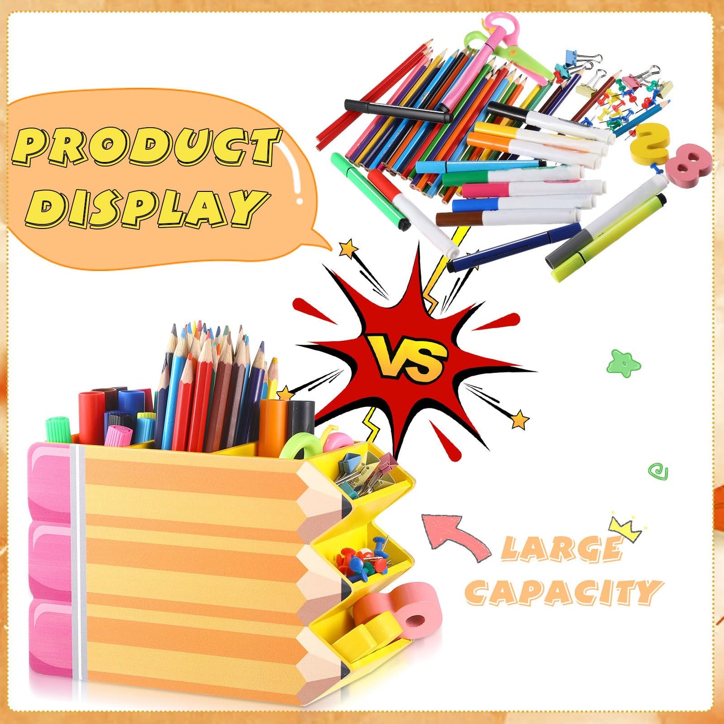 Faccito Teacher Appreciation Gifts Pencil Shape Pencil Organizer Teacher Desktop Pencil Holder for Women Men School Desk School Office Supplies