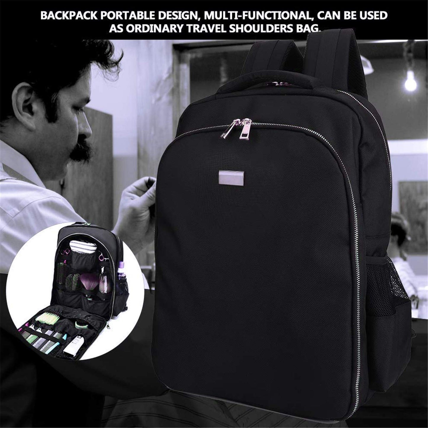 NADAENMF Barber Supplies Bag Organizer for Clippers and Supplies, Portable Clipper Bags and Cases for Men, Cosmetology Bag Hairstylist Clipper Backpack for Barber Accessories Essentials Stuff