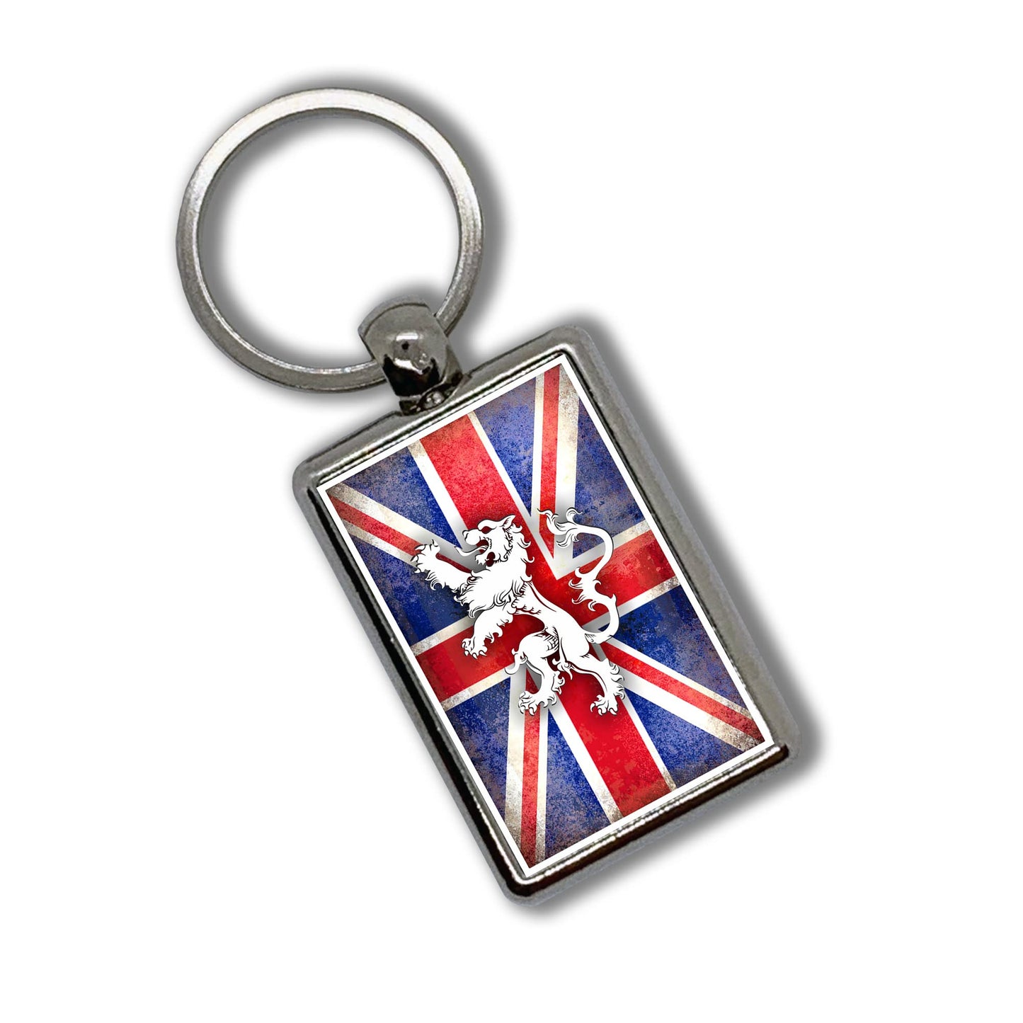 Apedes United Kingdom of Great Britain Country Flags Keychain Metallic Key Chain Keyring - Durable Metal with Impeccable Graphics, Stylish Key Organizer, Gift for Birthday and Holiday, 3” H x 11/2” W
