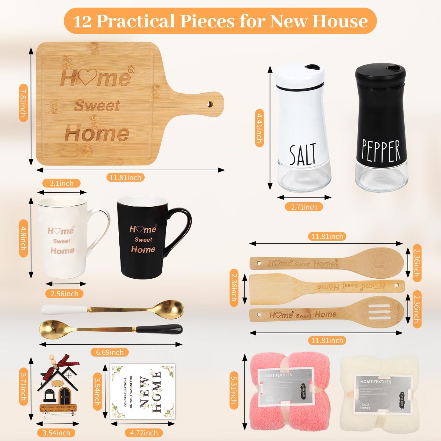 Hoomast House Warming Gifts New Home, 12 Pcs Housewarming Gift Ideas, New House Gift Basket for Homeowners Couples Women, Closing Gifts for Home Buyers