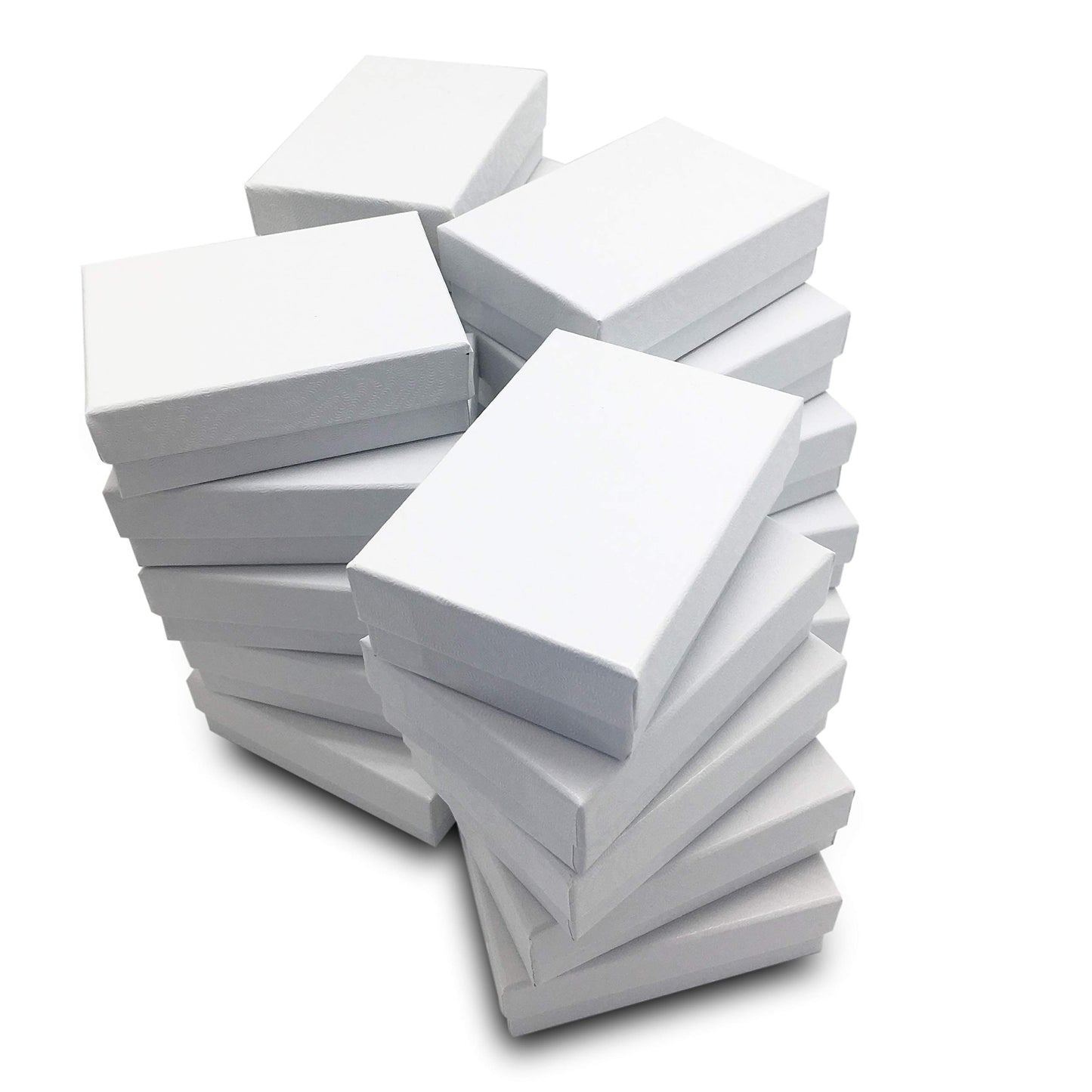 TheDisplayGuys - 25-Pack #53 Cotton Filled Cardboard Paper Jewelry Boxes Gift Case - White Swirl (5.4" x 3.9" x 1.0") - for Shipping or Storage
