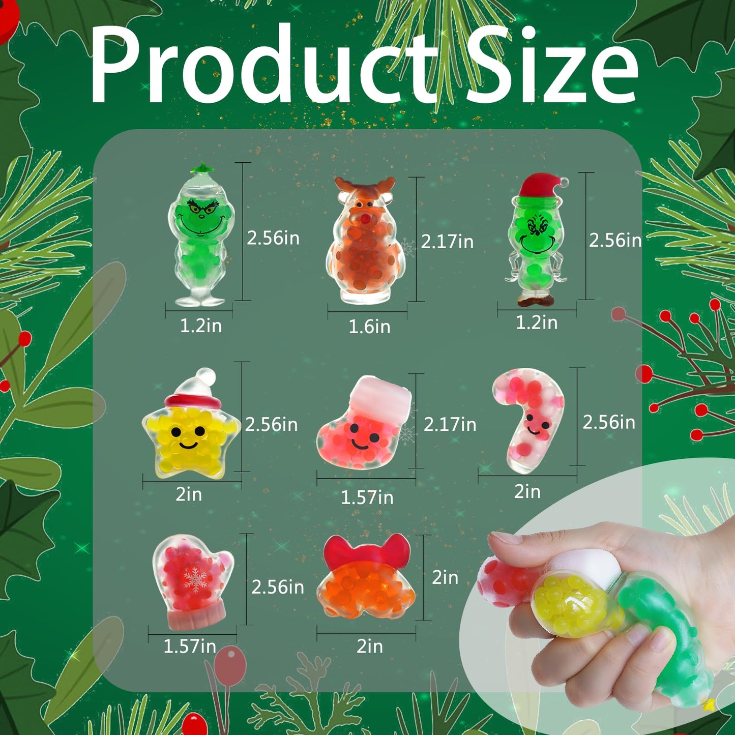 28PCS Christmas Squishies Toys,Stress Ball Fidget Toys for Stress Relief Anxiety,Christmas Party Favors for Stocking Stuffers, Prizes & Gift Box