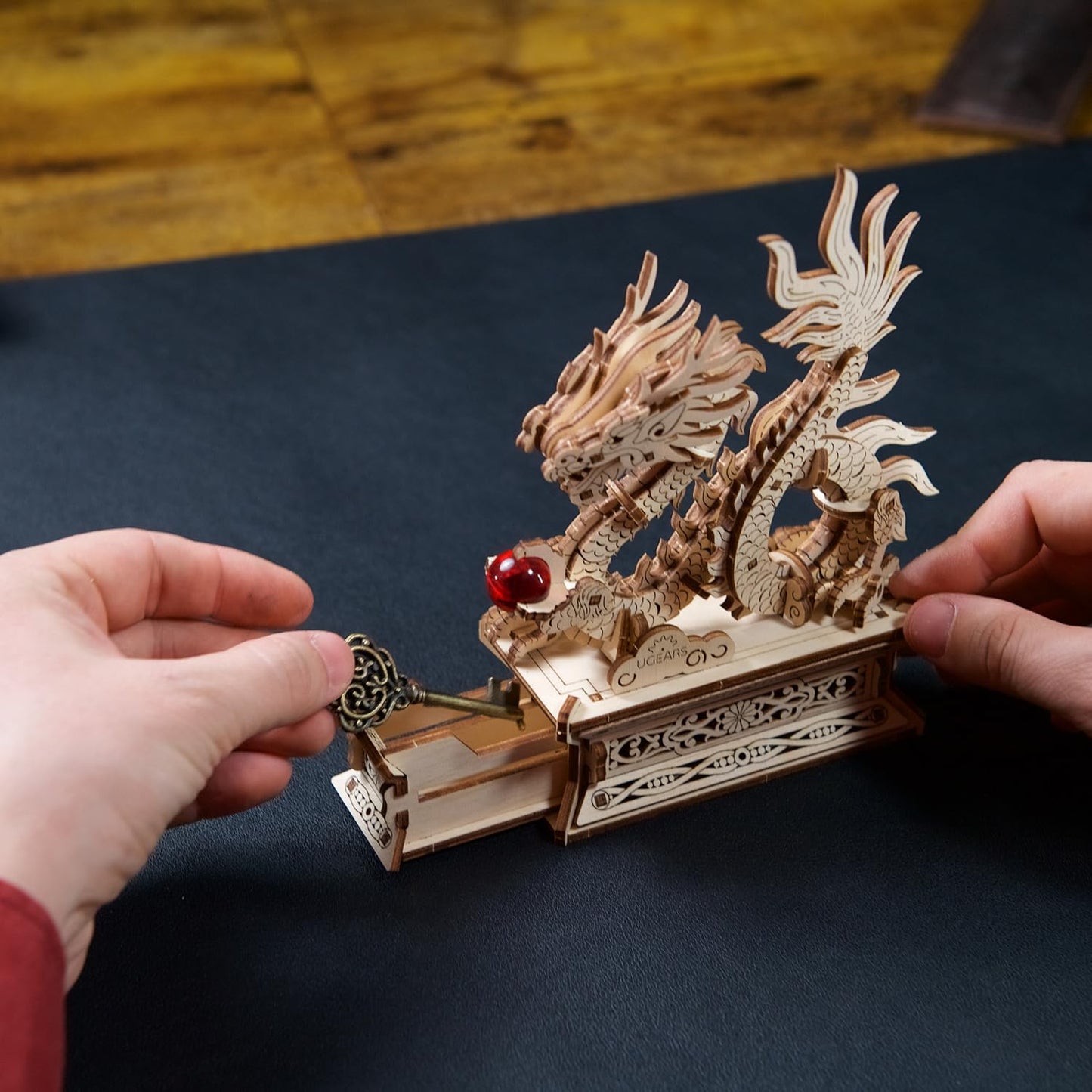 UGEARS Wood Dragon Puzzle 3D - Model Building Kits for Adults - Chinese 3D Dragon Wooden Puzzle Hobbies for Men - Wooden Models for Adults to Build