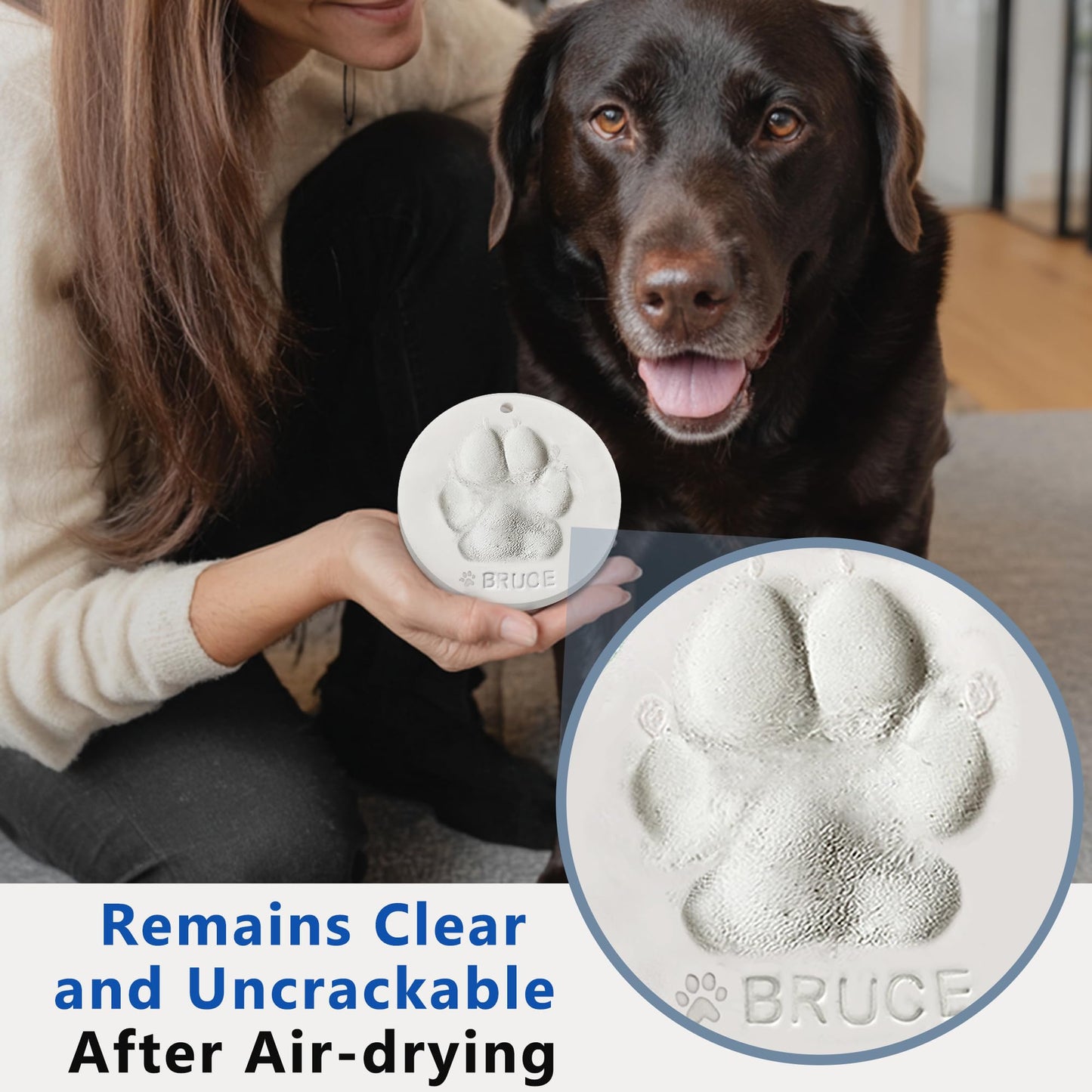 MYPAWLETS Pawprints Keepsake Kit for Dogs Cats,Make 3 Clay Paw Print Ornaments,Soft & Non-Toxic Clay,Pet Paw Prints Impression Kit,Dogs Christmas Tree Ornament,Gift for Pet Lovers-3 Round