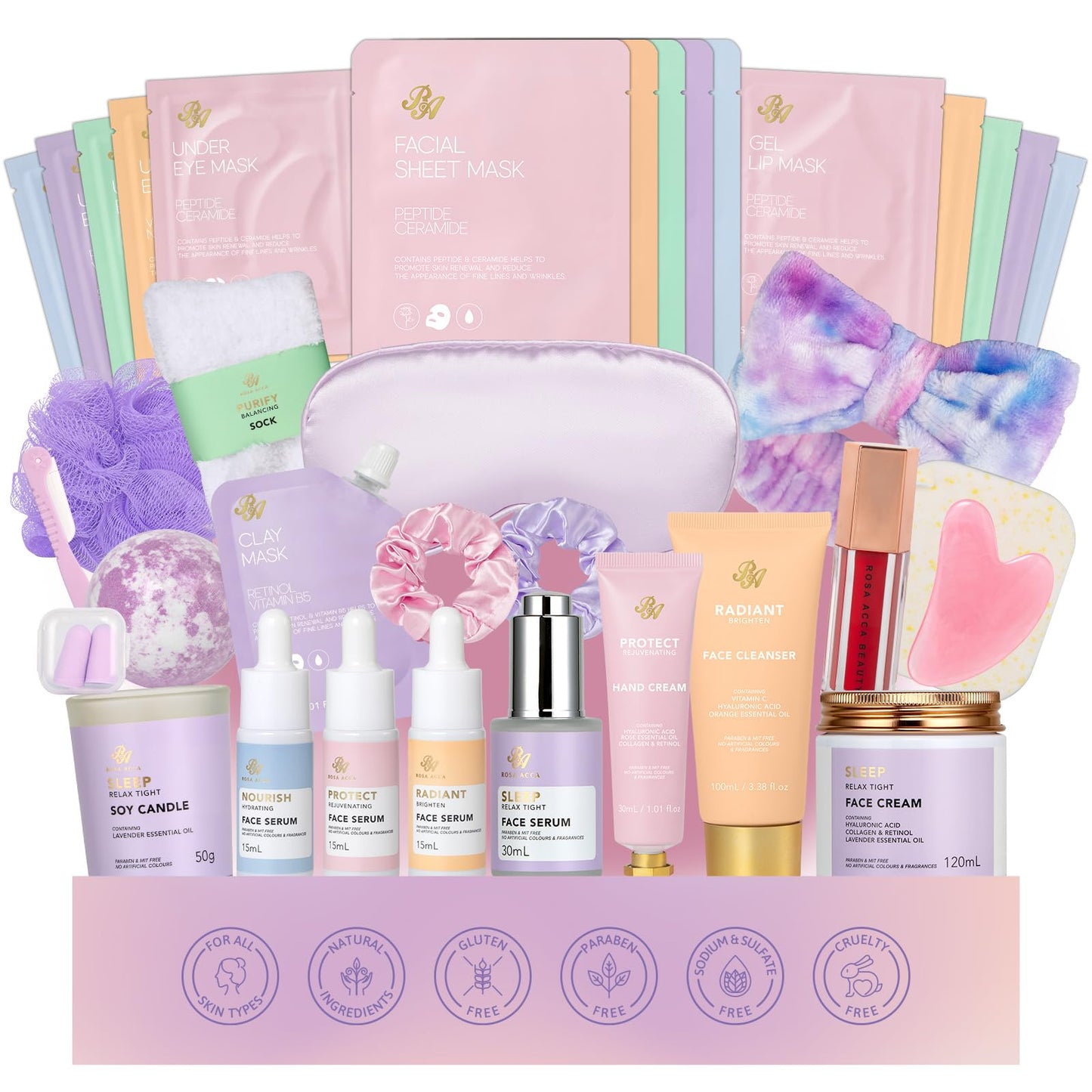 Mother's Day Gift for Mom, 38 Pcs Hydrating Skin Care Set for Women, Bath & Body Spa Gift Set, Self-Care Pampering Gift Basket Kit, Bath Bomb, Face Serum, Birthday, Christmas, Anniversary, Wife