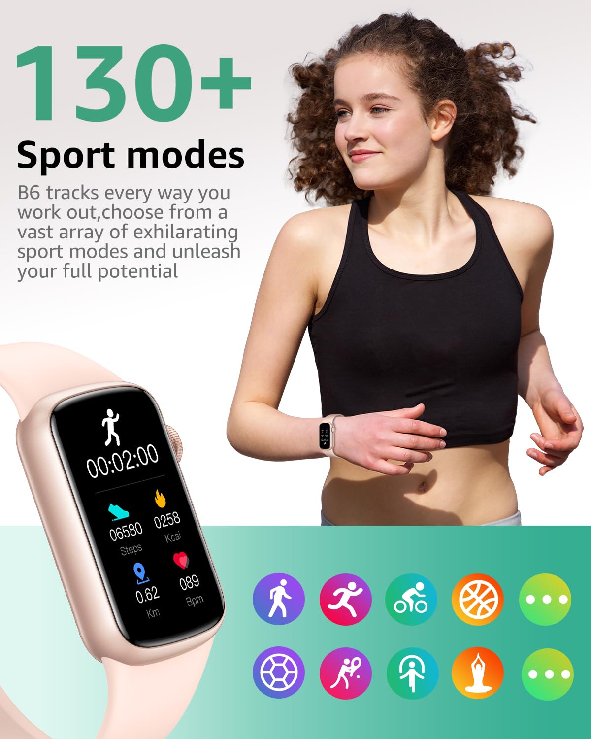 Fitness Tracker with Step Counter/Calories/Stopwatch, Activity Health Tracker with Blood Pressure Heart Rate Monitor, Sleep Tracker, 137+ Sport Modes, Pedometer Smart Watch, Gift for Women Men Pink