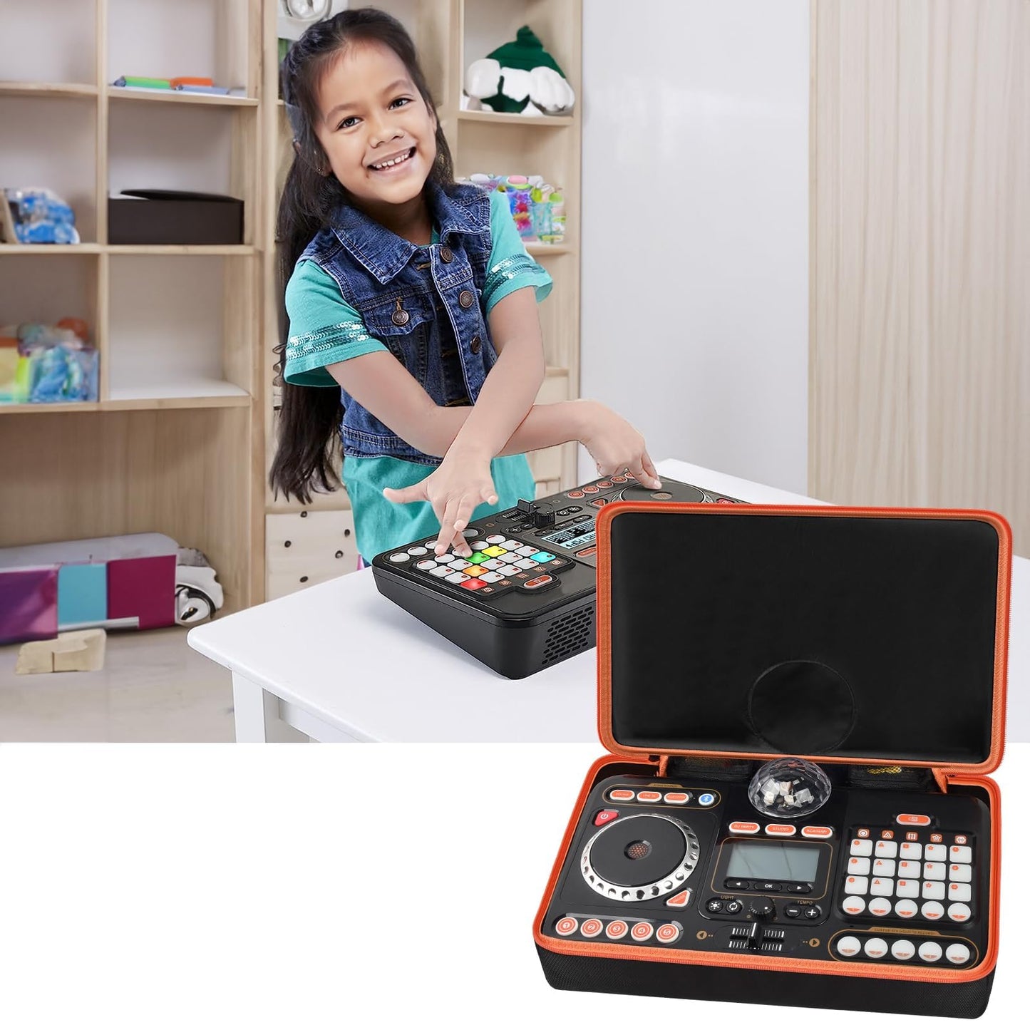 Peciue DJ Mixer Bag for VTech KidiStar DJ Mixer, Kidi DJ Mix, (Not Included Kids Music Toy DJ Mixer) - Case Only (orange)