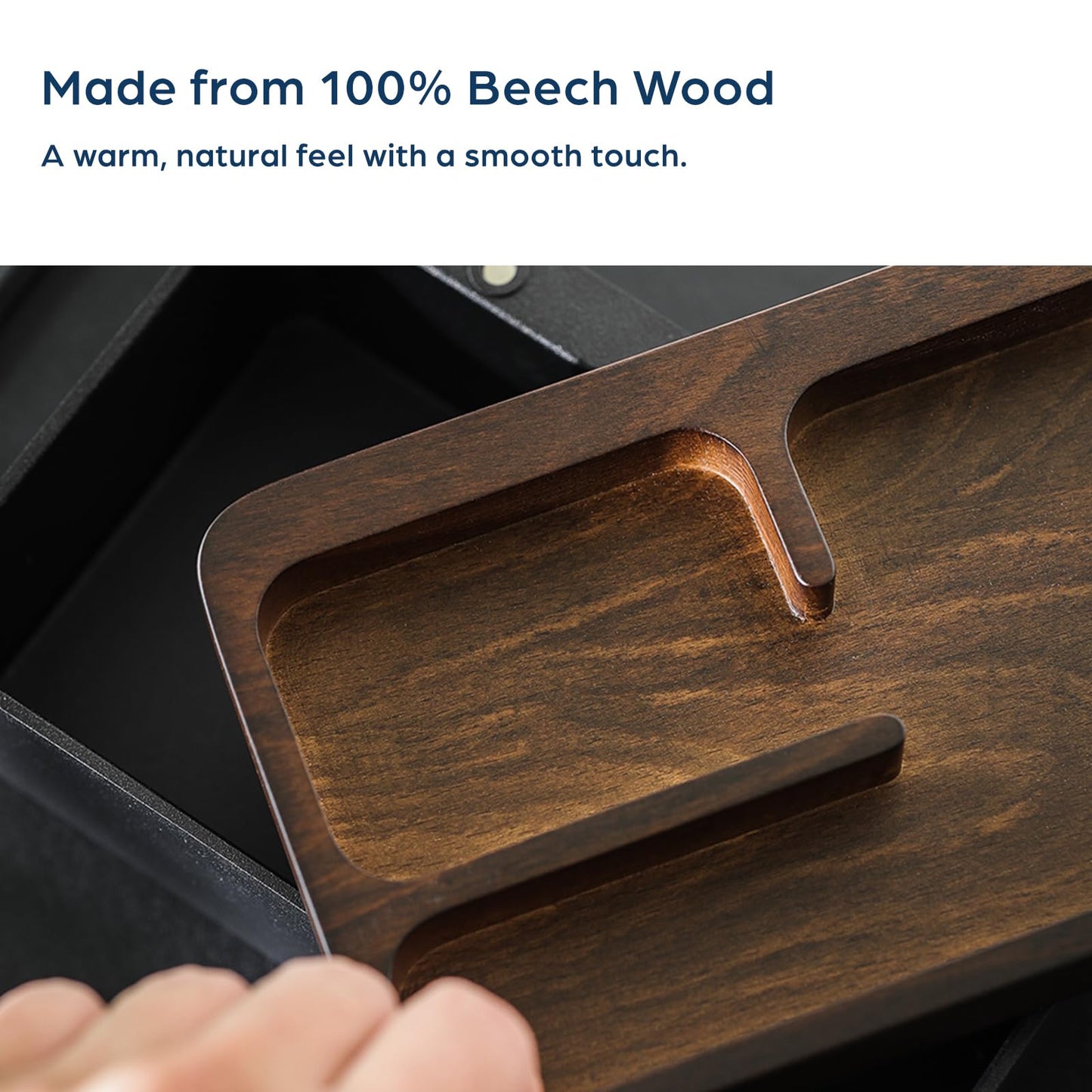 mordeco Revov Tray Box, EDC Valet Tray Box with Authentic Wood Magnetic Rotating Lid, Office Table, EDC Gear Organizer, Home Office, Desk Accessories (Black)
